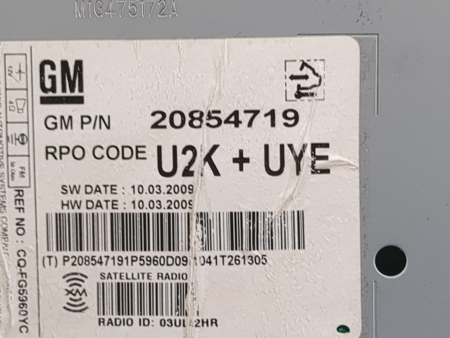 2010 Chevrolet Equinox Radio AM FM Cd Player Receiver Replacement P/N:20854719 Fits Fits 2011 OEM Used Auto Parts - Oemuseda