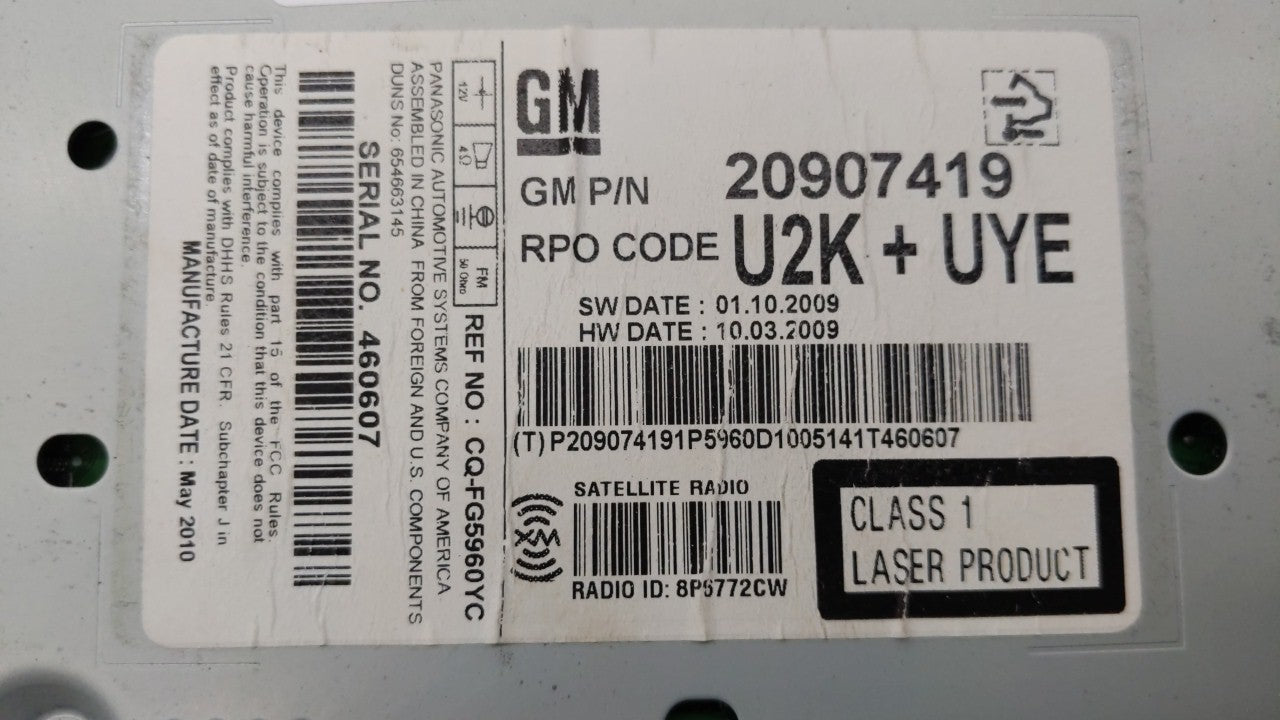 2010-2010 Chevrolet Equinox Am Fm Cd Player Radio Receiver - Oemusedautoparts1.com