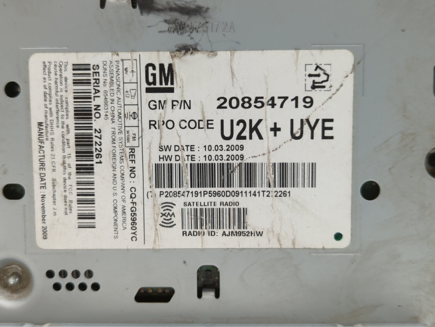 2010-2010 Chevrolet Equinox Am Fm Cd Player Radio Receiver - Oemusedautoparts1.com