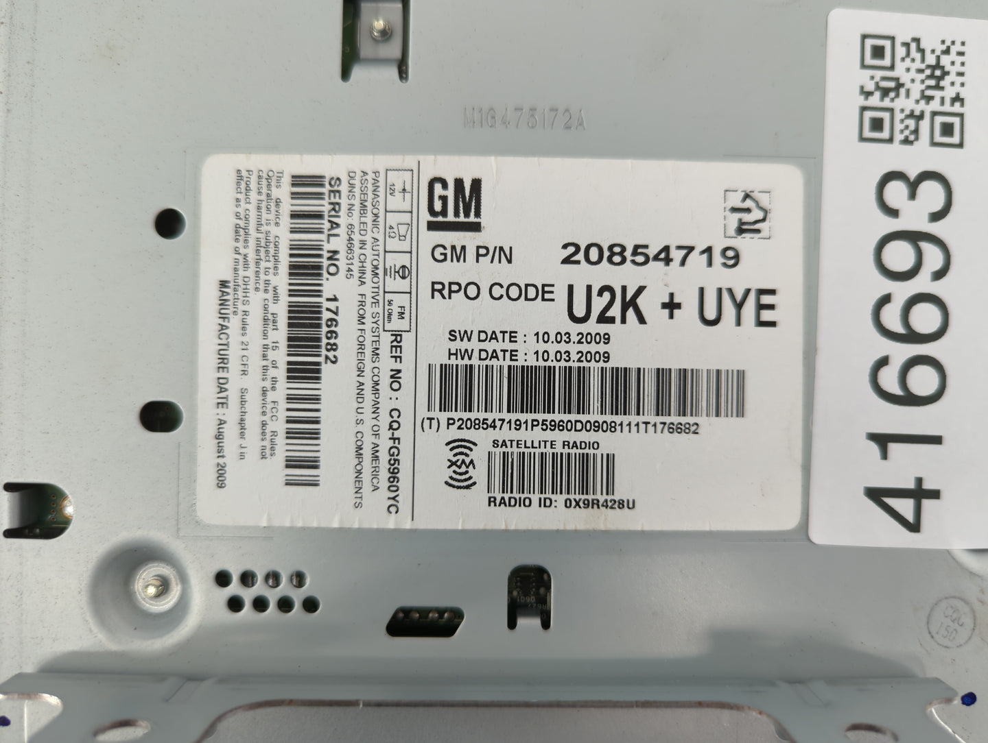 2010 Chevrolet Equinox Radio AM FM Cd Player Receiver Replacement P/N:20907419 20843235 Fits Fits 2011 OEM Used Auto Parts -