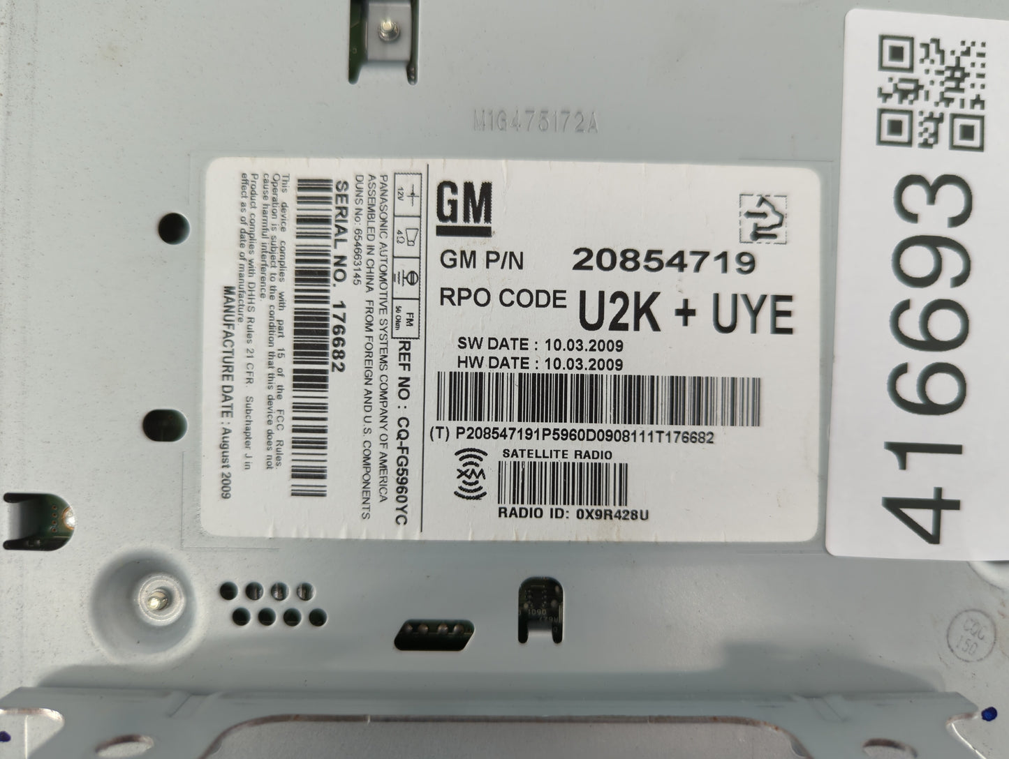 2010 Chevrolet Equinox Radio AM FM Cd Player Receiver Replacement P/N:20907419 20843235 Fits Fits 2011 OEM Used Auto Parts -