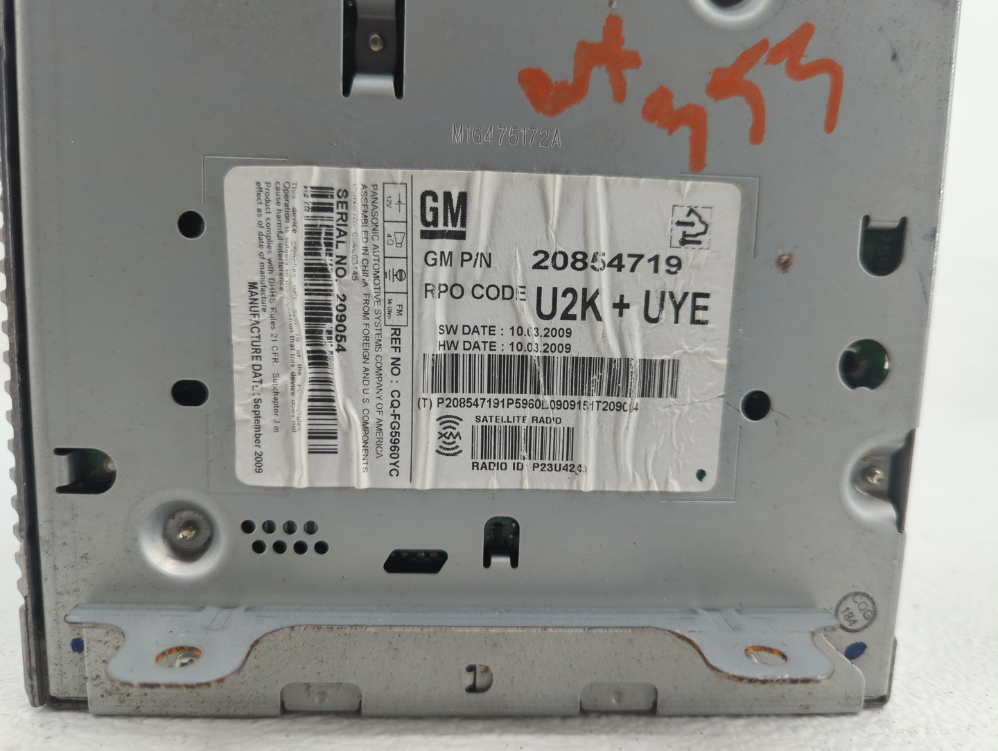 2010 Chevrolet Equinox Radio AM FM Cd Player Receiver Replacement P/N:20854719 20843235 Fits Fits 2011 OEM Used Auto Parts -