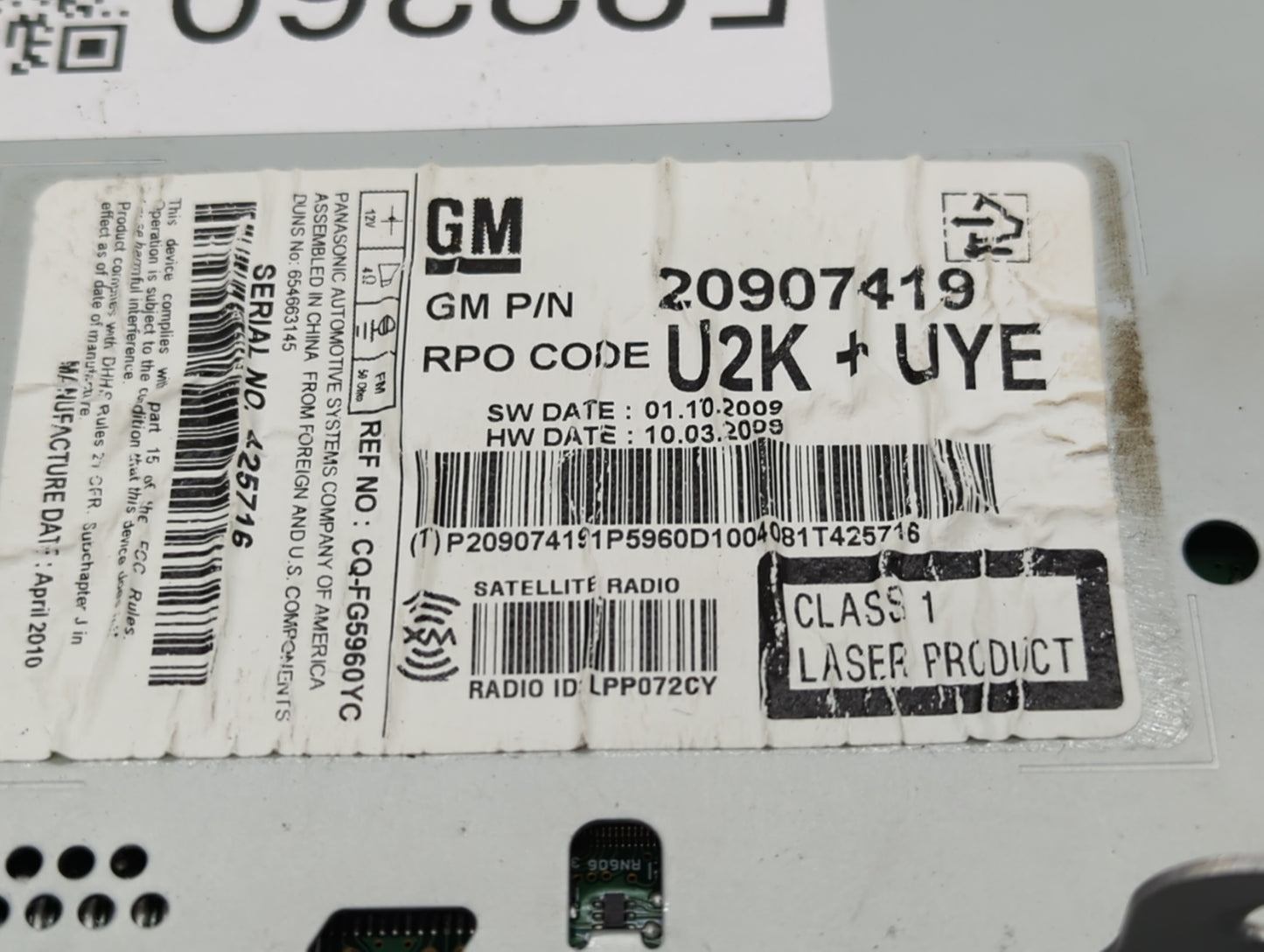 2010-2010 Chevrolet Equinox Am Fm Cd Player Radio Receiver - Oemusedautoparts1.com