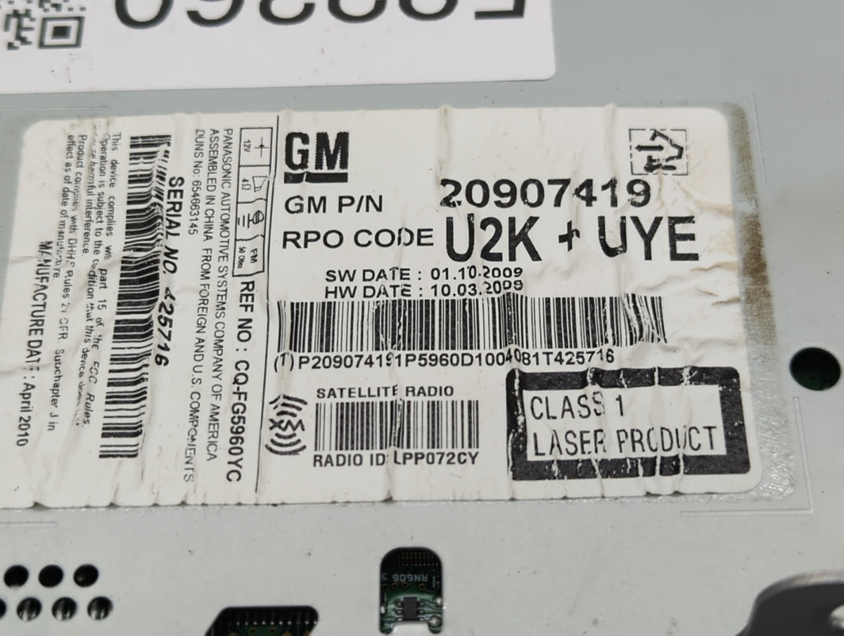 2010-2010 Chevrolet Equinox Am Fm Cd Player Radio Receiver 522360 - Oemusedautoparts1.com