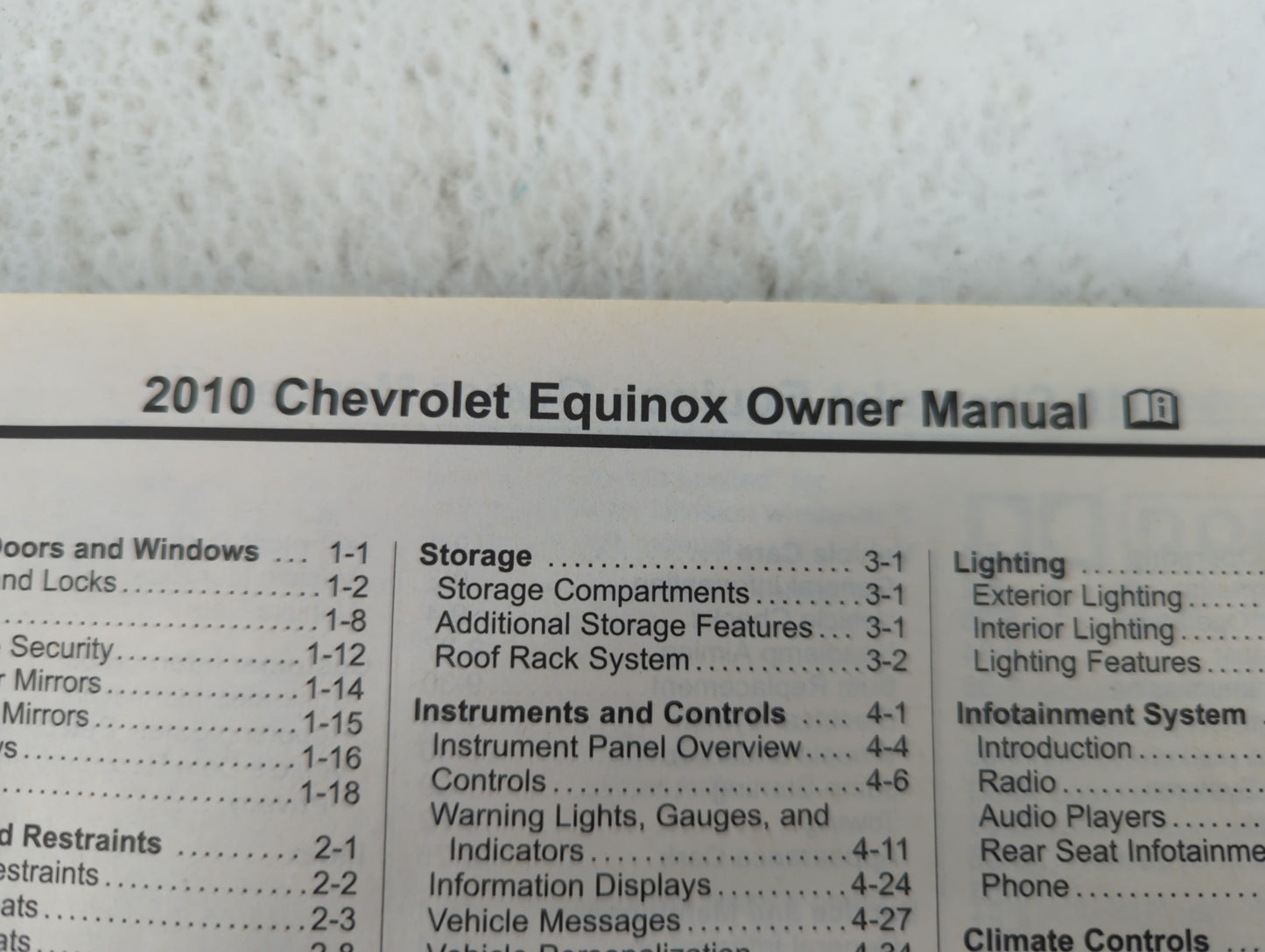 2010 Chevrolet Equinox Owners Manual Book Guide OEM Used Auto Parts - Oemusedautoparts1.com