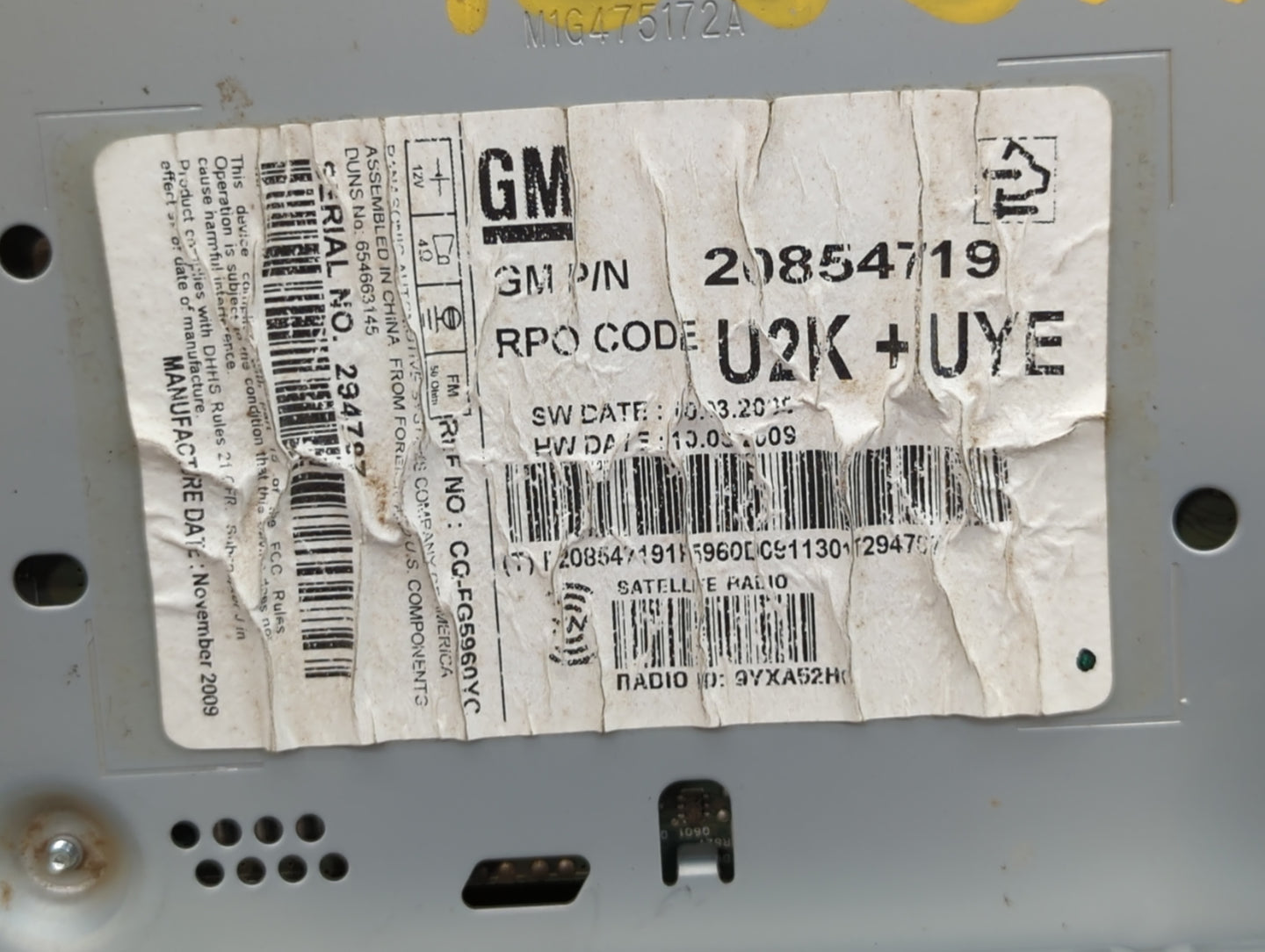 2010 Chevrolet Equinox Radio AM FM Cd Player Receiver Replacement P/N:20854719 299955 Fits Fits 2011 OEM Used Auto Parts - O