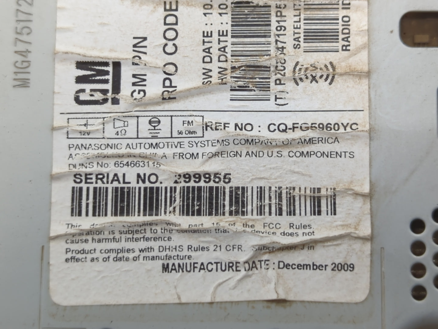 2010 Chevrolet Equinox Radio AM FM Cd Player Receiver Replacement P/N:299955 Fits Fits 2011 OEM Used Auto Parts - Oemusedaut