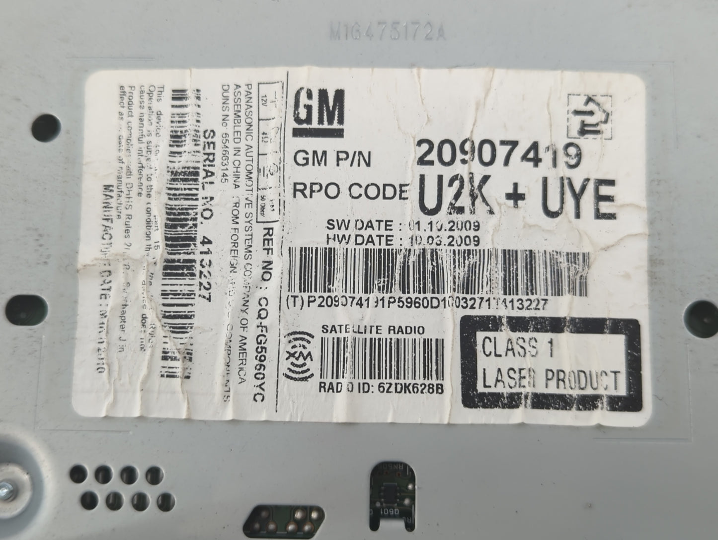 2010-2011 Chevrolet Equinox Radio AM FM Cd Player Receiver Replacement P/N:20907419 Fits Fits 2010 2011 2012 OEM Used Auto P