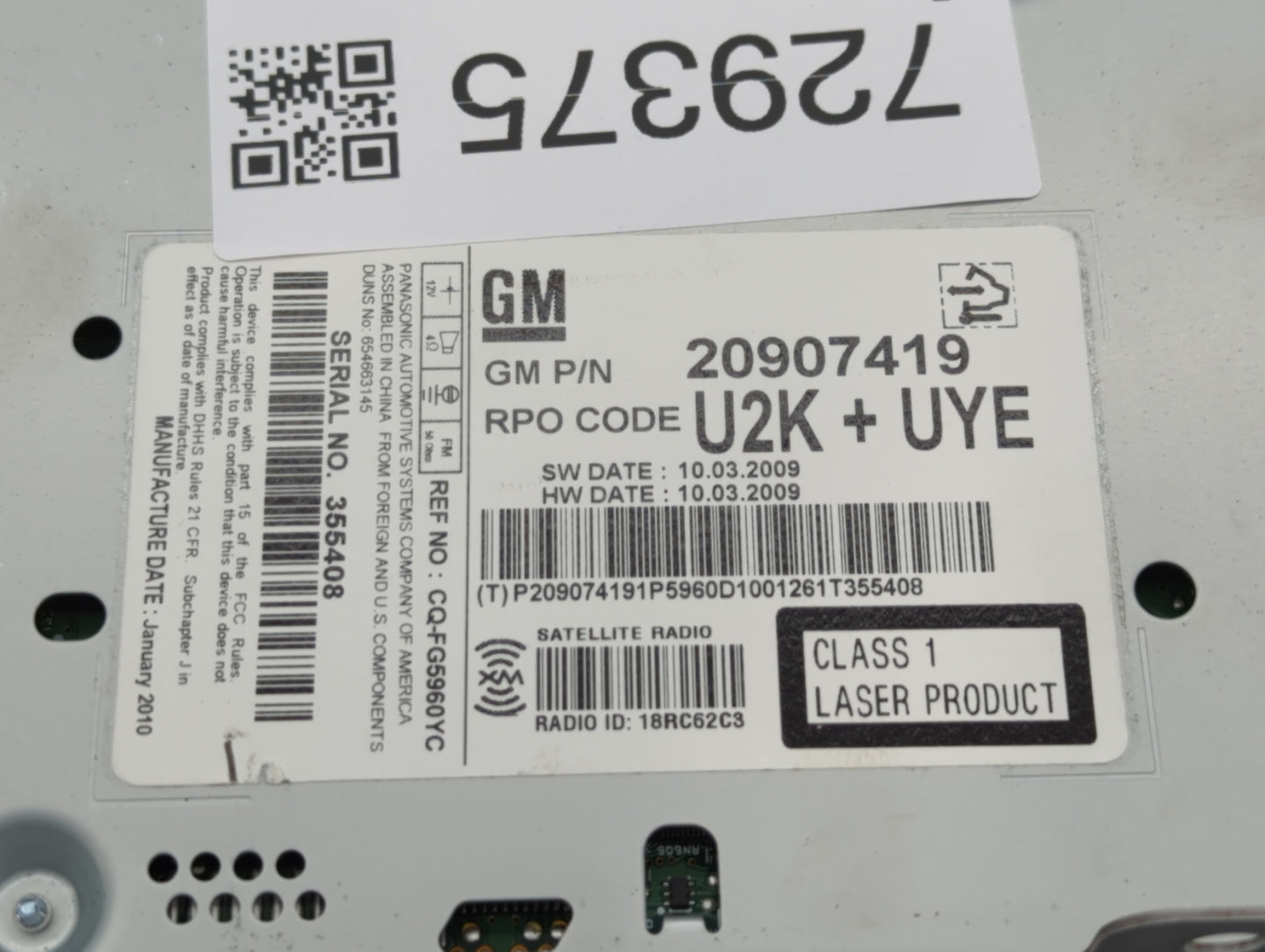 2010-2010 Chevrolet Equinox Am Fm Cd Player Radio Receiver - Oemusedautoparts1.com