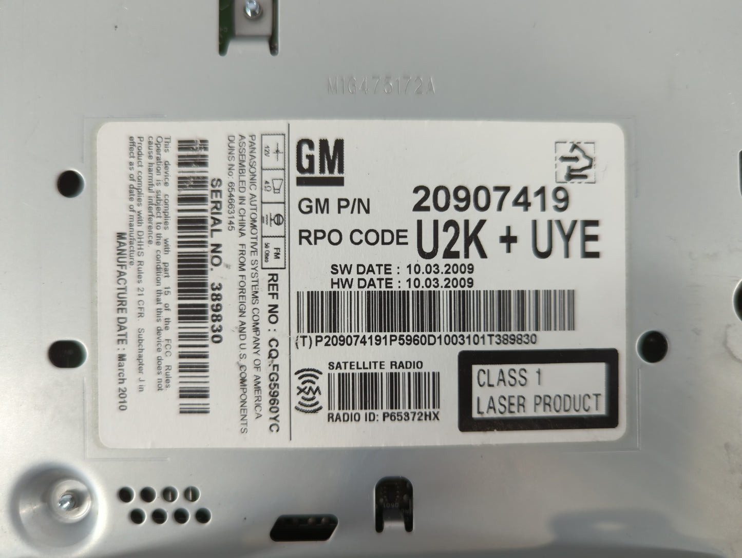 2010 Chevrolet Equinox Radio AM FM Cd Player Receiver Replacement P/N:20907419 Fits OEM Used Auto Parts - Oemusedautoparts1.