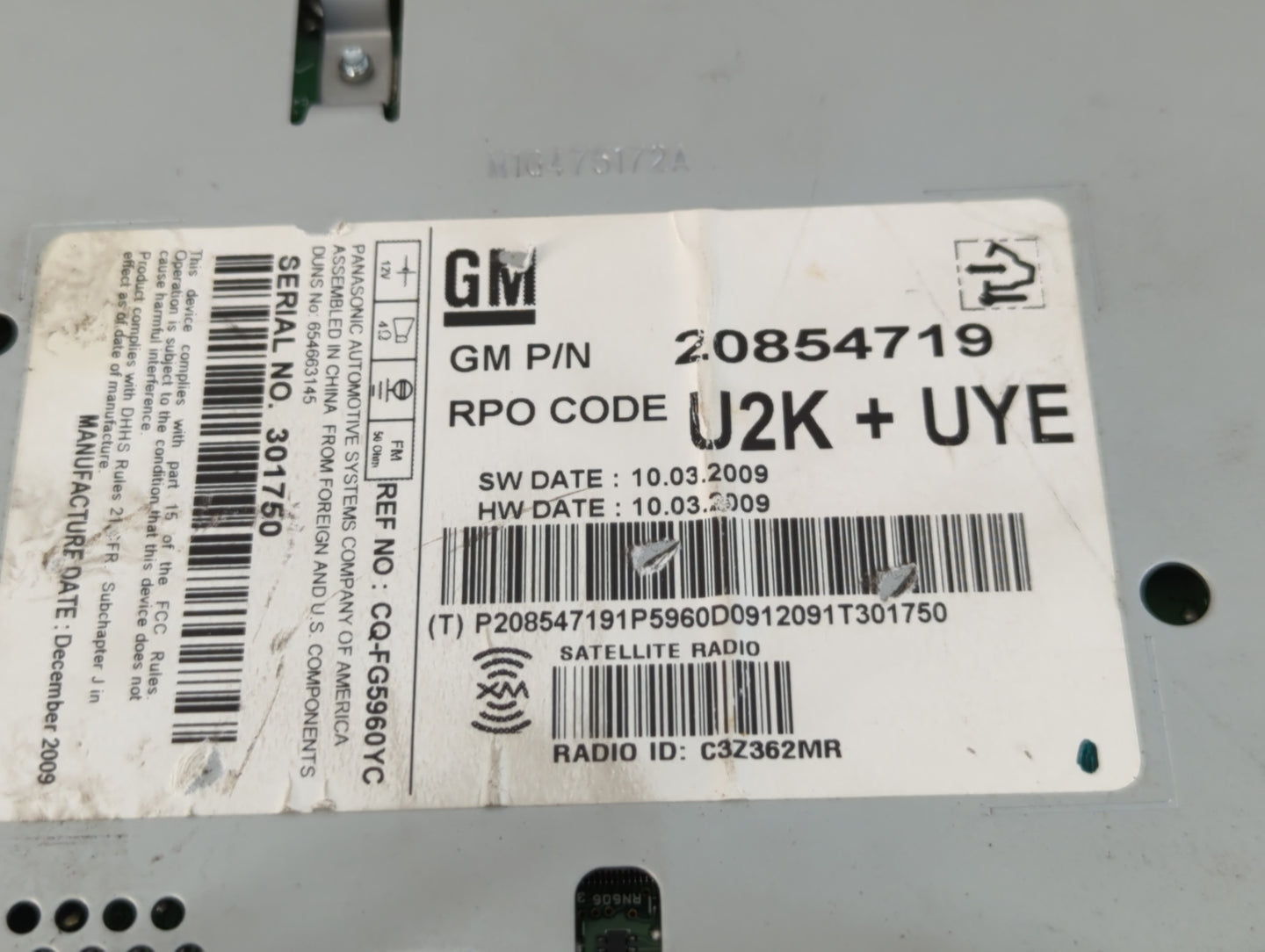 2010-2010 Chevrolet Equinox Am Fm Cd Player Radio Receiver - Oemusedautoparts1.com