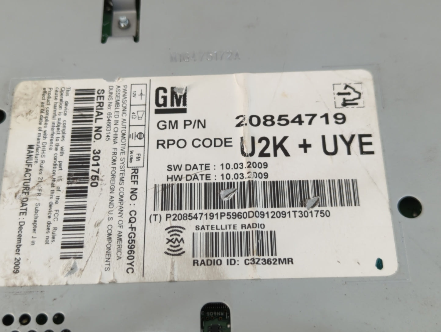 2010-2010 Chevrolet Equinox Am Fm Cd Player Radio Receiver - Oemusedautoparts1.com