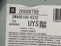 2010 Chevrolet Equinox Radio AM FM Cd Player Receiver Replacement P/N:20888798 Fits Fits 2011 OEM Used Auto Parts - Oemuseda