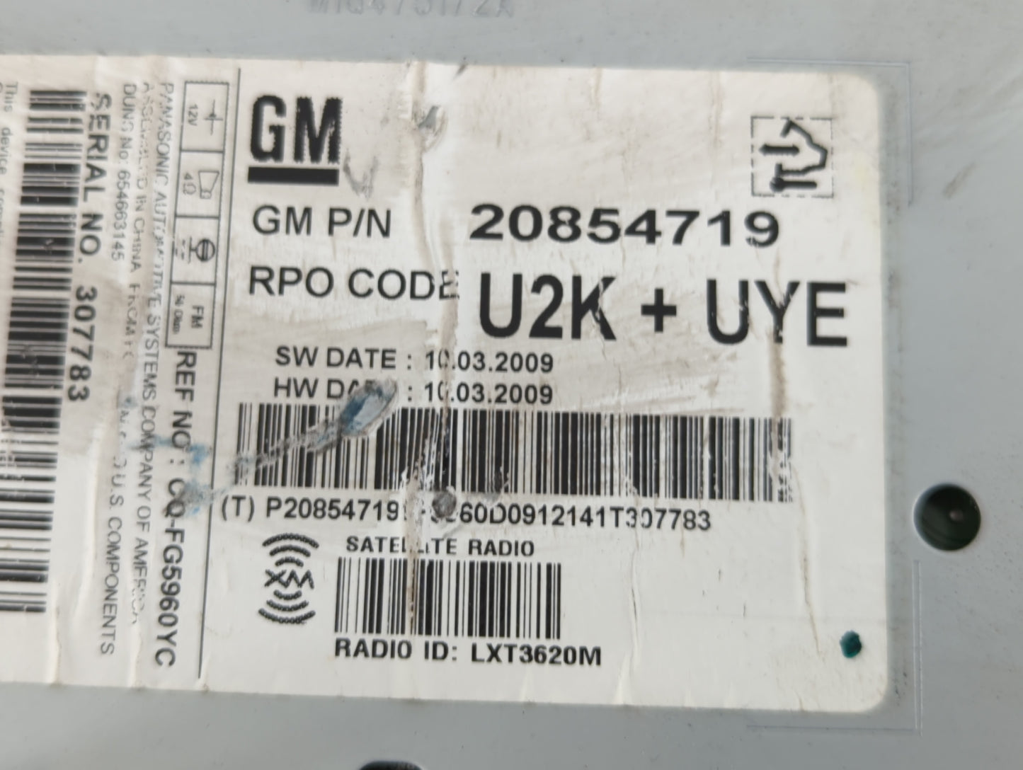 2010 Chevrolet Equinox Radio AM FM Cd Player Receiver Replacement P/N:20854719 Fits Fits 2011 OEM Used Auto Parts - Oemuseda