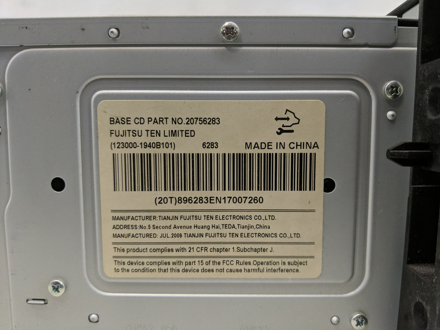 2009-2010 Chevrolet Impala Radio AM FM Cd Player Receiver Replacement P/N:20756283 Fits Fits 2009 2010 OEM Used Auto Parts -