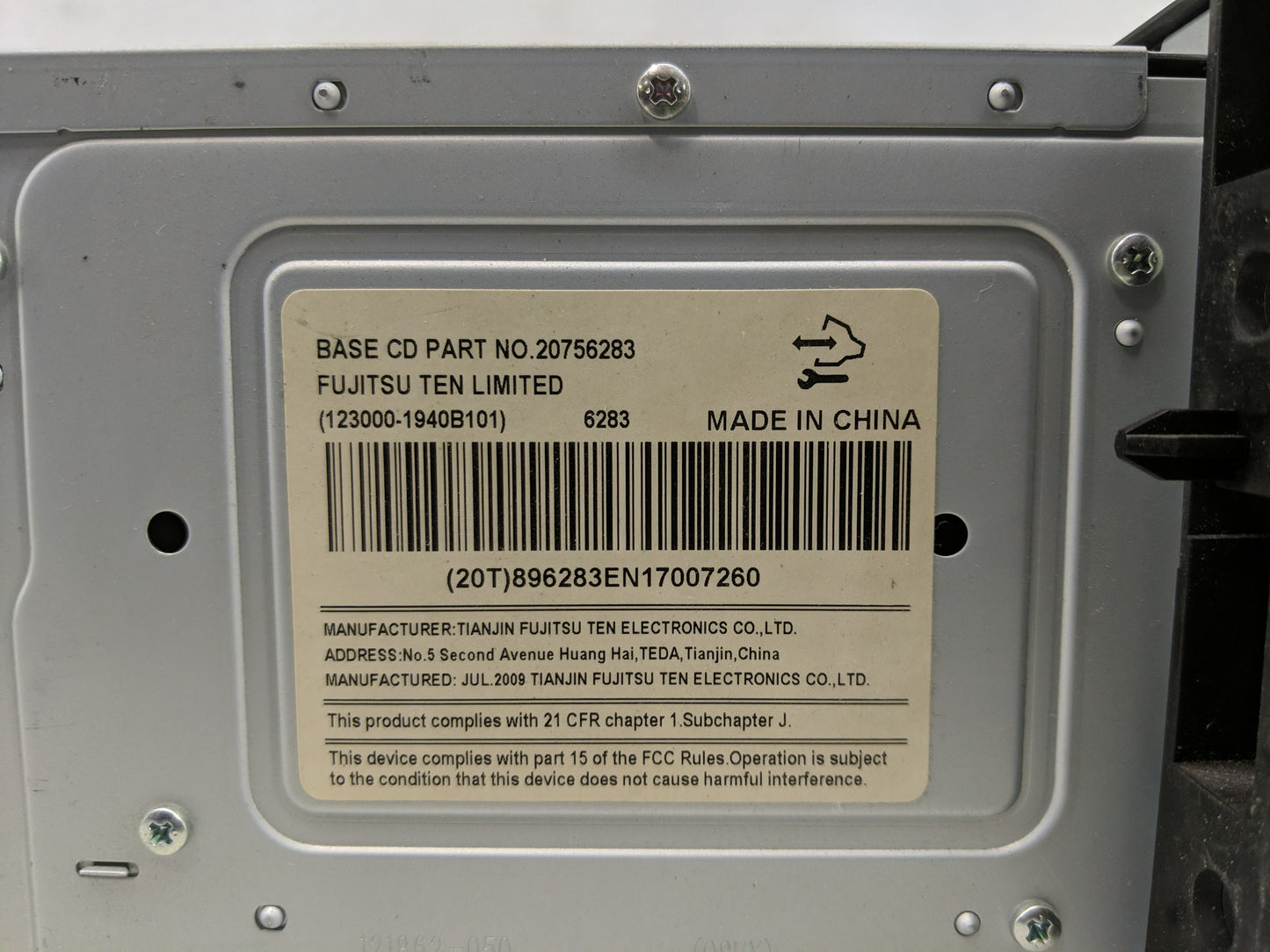 2009-2010 Chevrolet Impala Radio AM FM Cd Player Receiver Replacement P/N:20756283 Fits Fits 2009 2010 OEM Used Auto Parts -