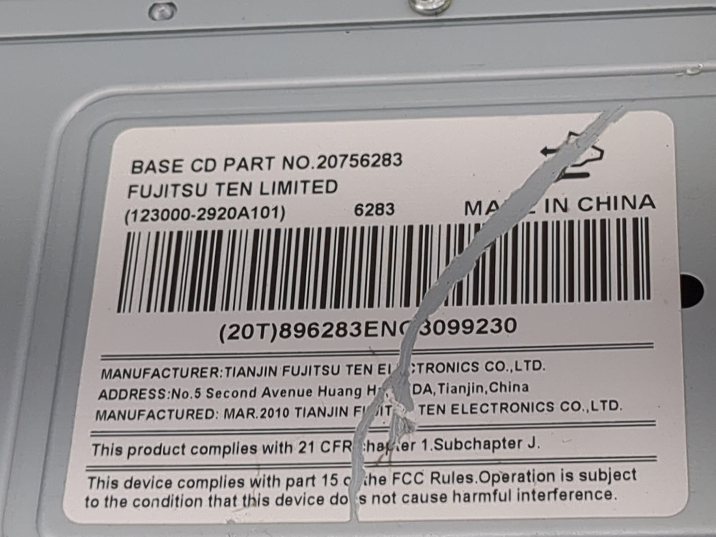 2009-2016 Chevrolet Impala Radio AM FM Cd Player Receiver Replacement P/N:20756283 123000-2920A101 Fits OEM Used Auto Parts 