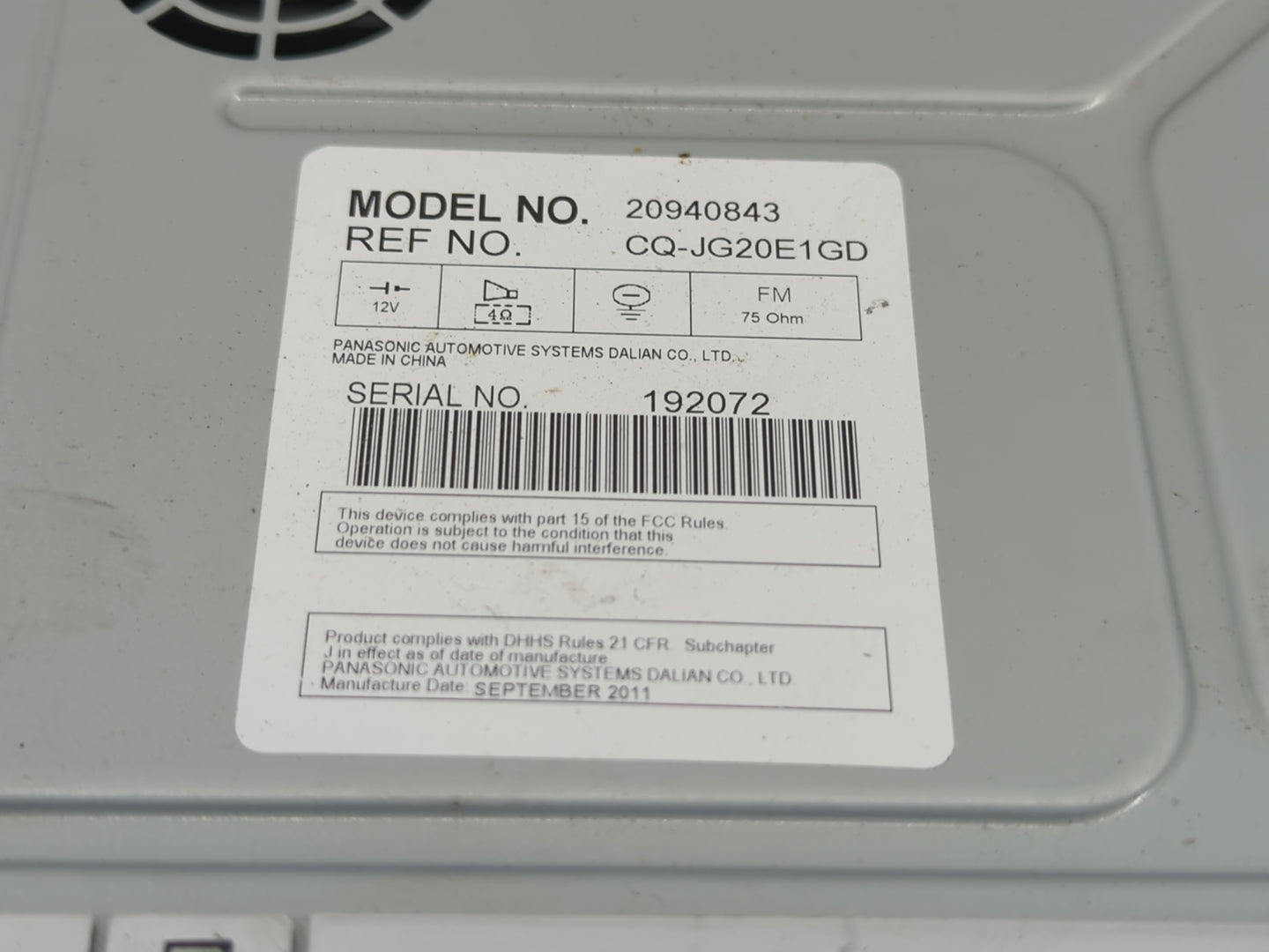 2007-2012 Chevrolet Malibu Radio AM FM Cd Player Receiver Replacement P/N:20834332 Fits OEM Used Auto Parts - Oemusedautopar