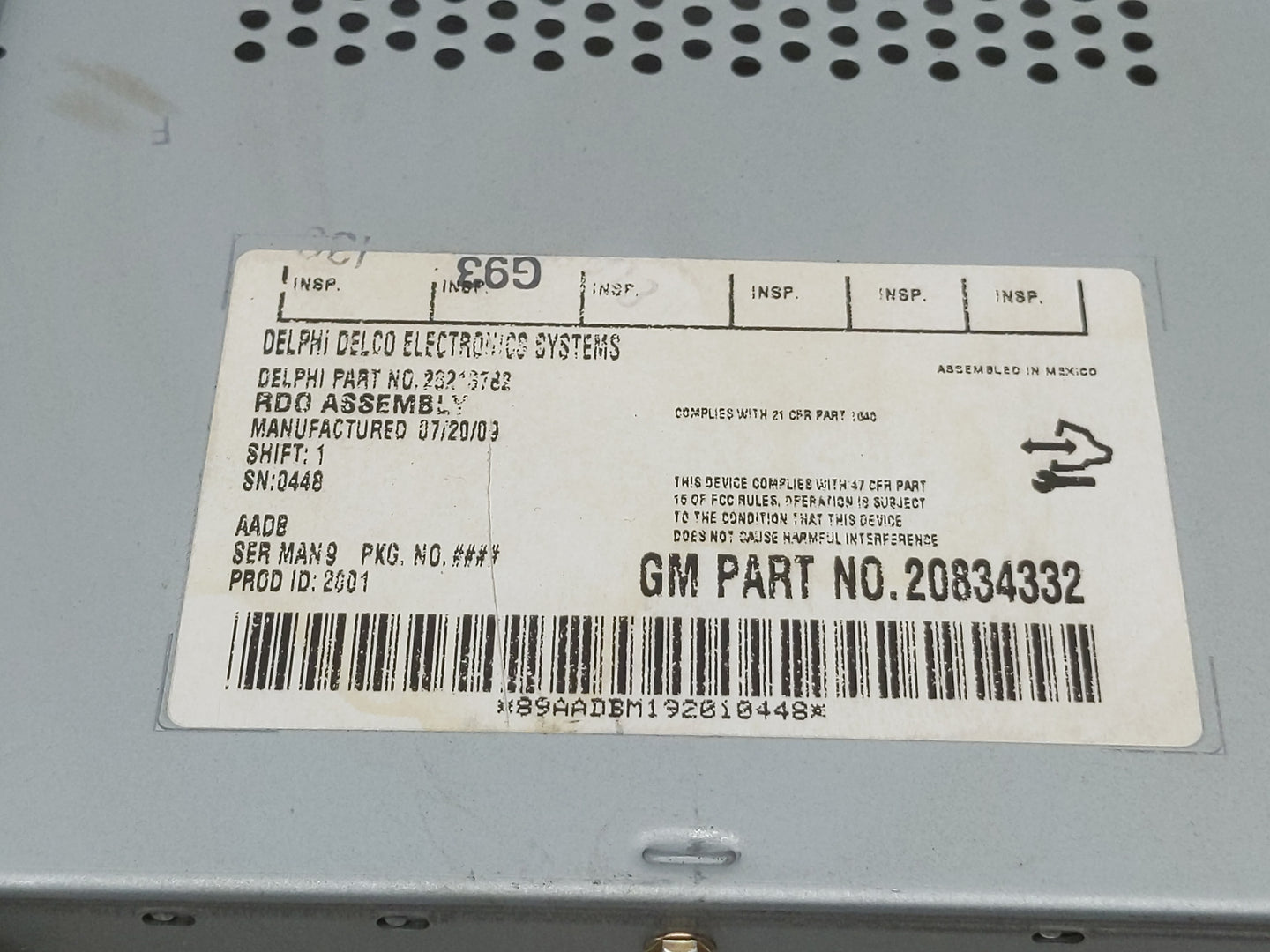 2009-2012 Chevrolet Malibu Radio AM FM Cd Player Receiver Replacement P/N:20834332 Fits Fits 2009 2010 2011 2012 OEM Used Au