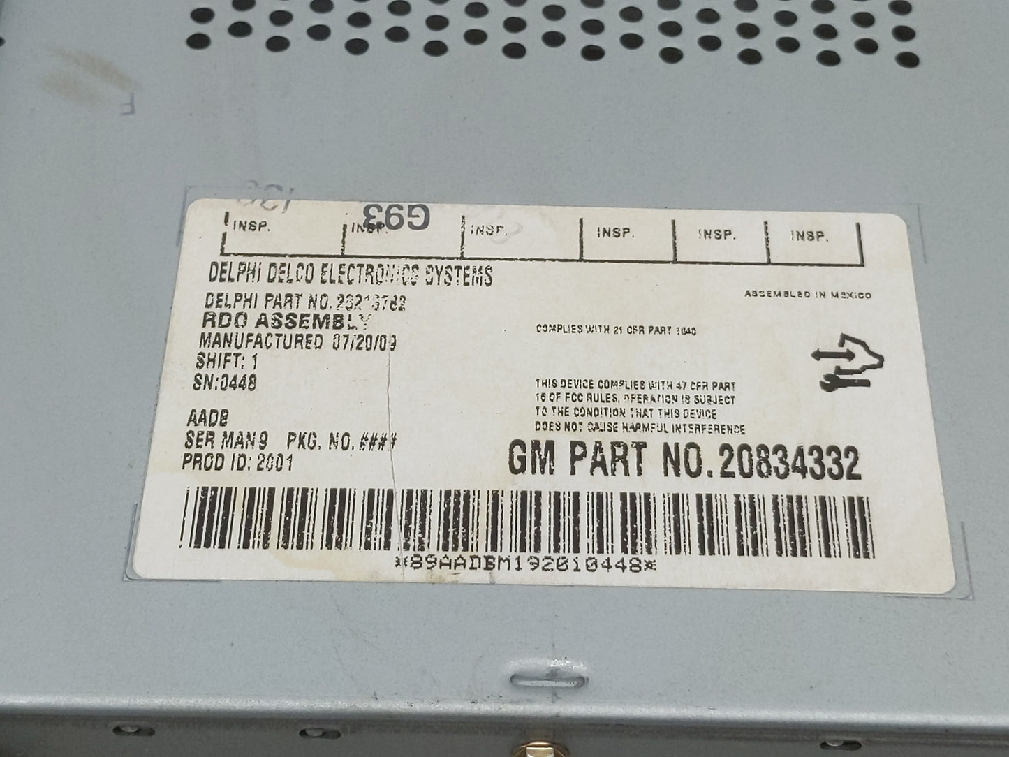 2009-2012 Chevrolet Malibu Radio AM FM Cd Player Receiver Replacement P/N:20834332 Fits Fits 2009 2010 2011 2012 OEM Used Au