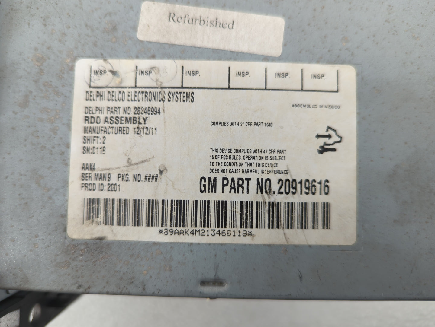2009-2012 Chevrolet Malibu Radio AM FM Cd Player Receiver Replacement P/N:20919616 Fits Fits 2009 2010 2011 2012 OEM Used Au
