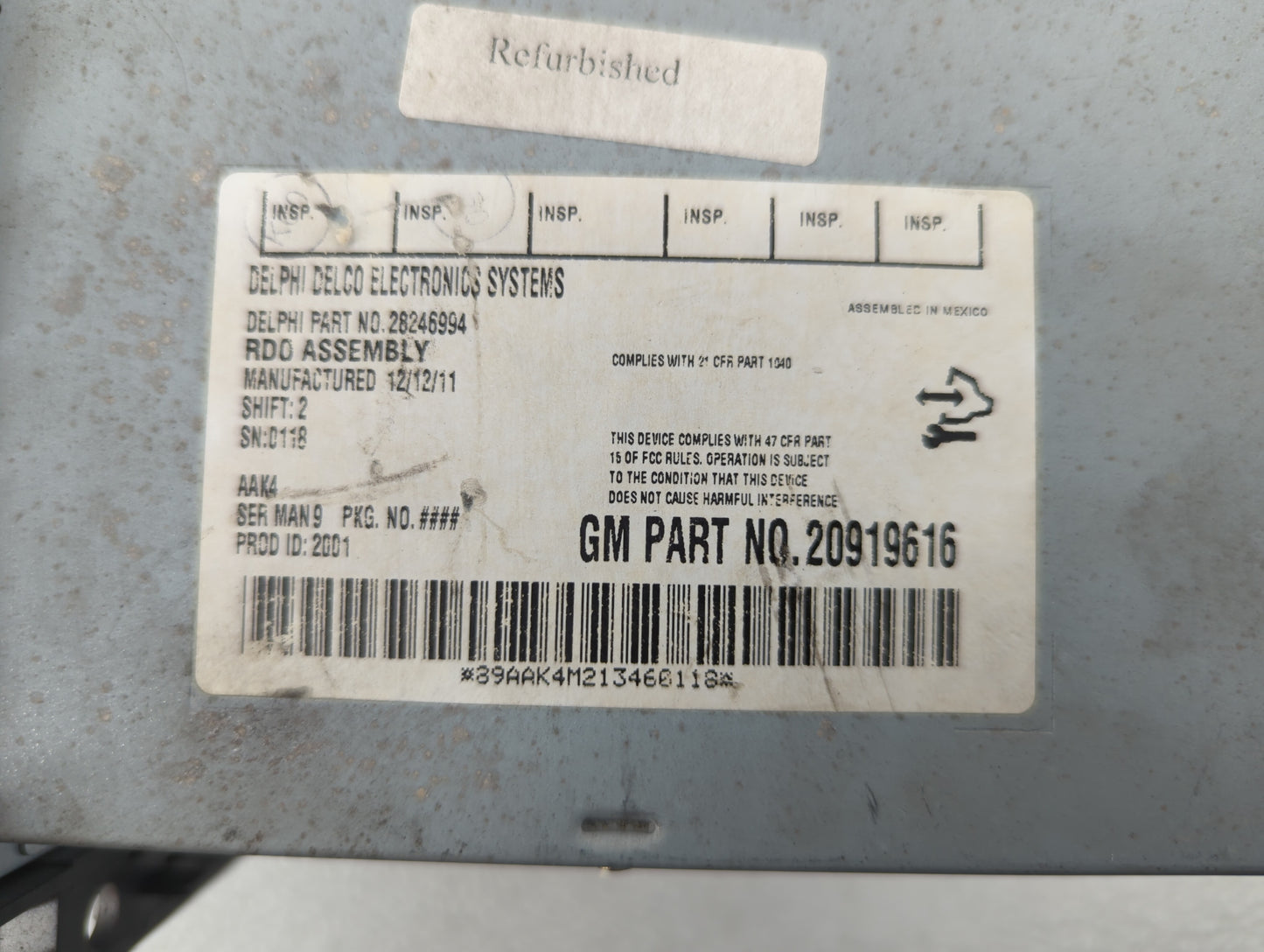 2009-2012 Chevrolet Malibu Radio AM FM Cd Player Receiver Replacement P/N:20919616 Fits Fits 2009 2010 2011 2012 OEM Used Au