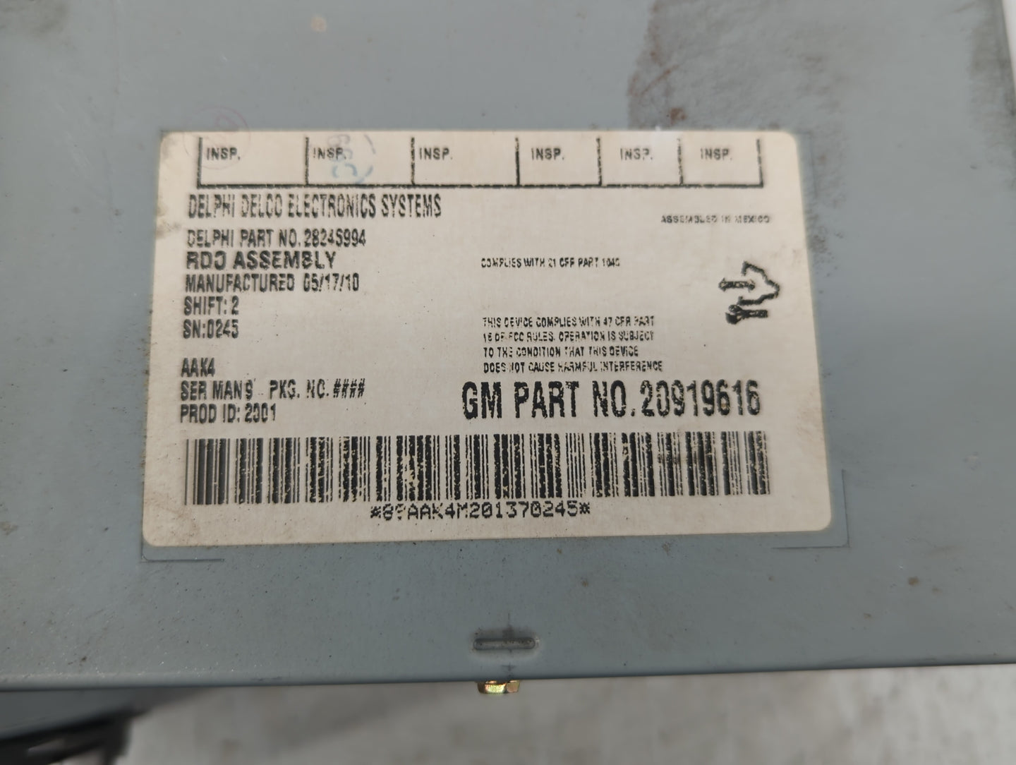 2009-2012 Chevrolet Malibu Radio AM FM Cd Player Receiver Replacement P/N:20919616 Fits Fits 2009 2010 2011 2012 OEM Used Au