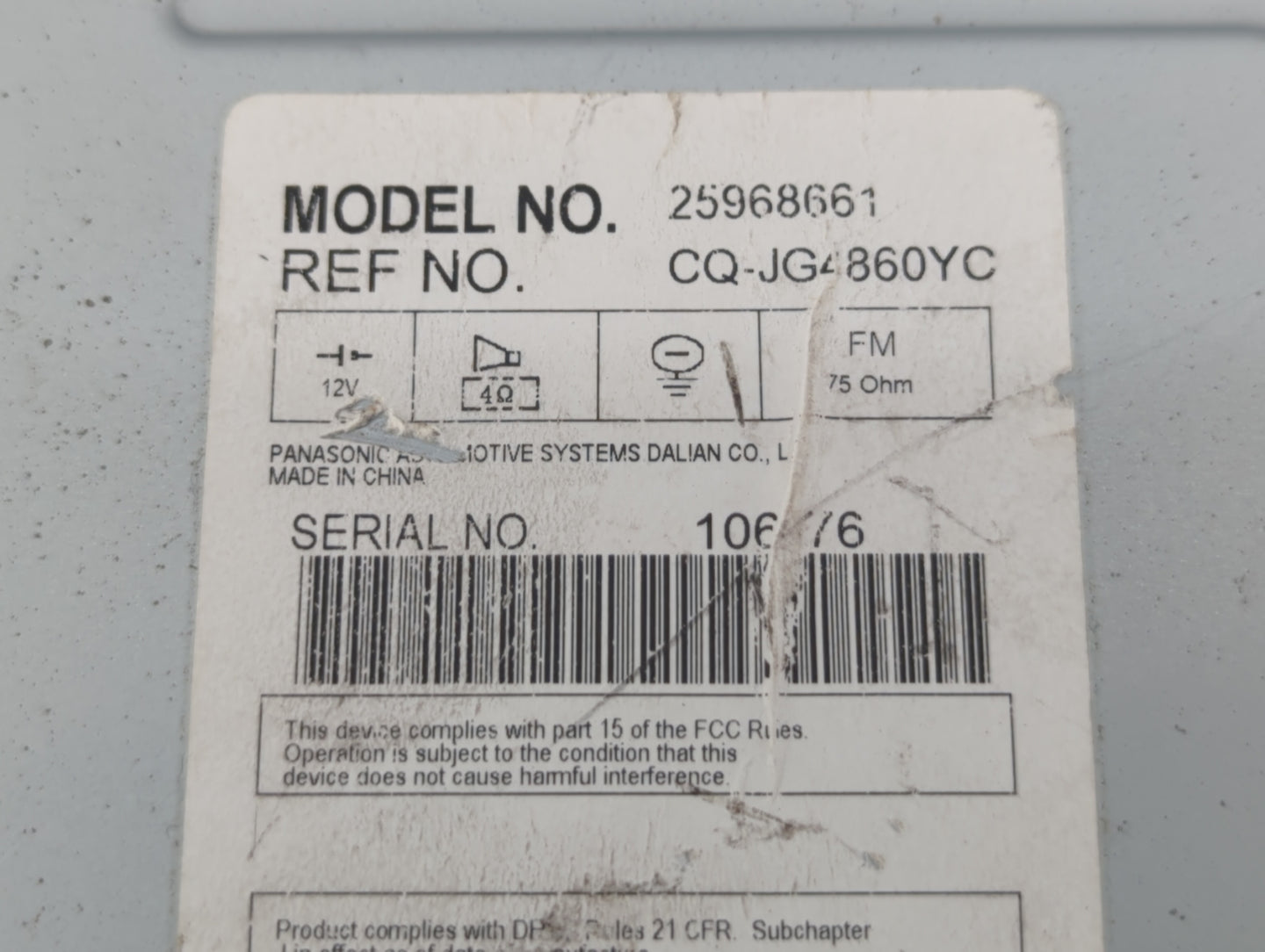 2009-2012 Chevrolet Malibu Radio AM FM Cd Player Receiver Replacement P/N:25968661 Fits Fits 2009 2010 2011 2012 OEM Used Au