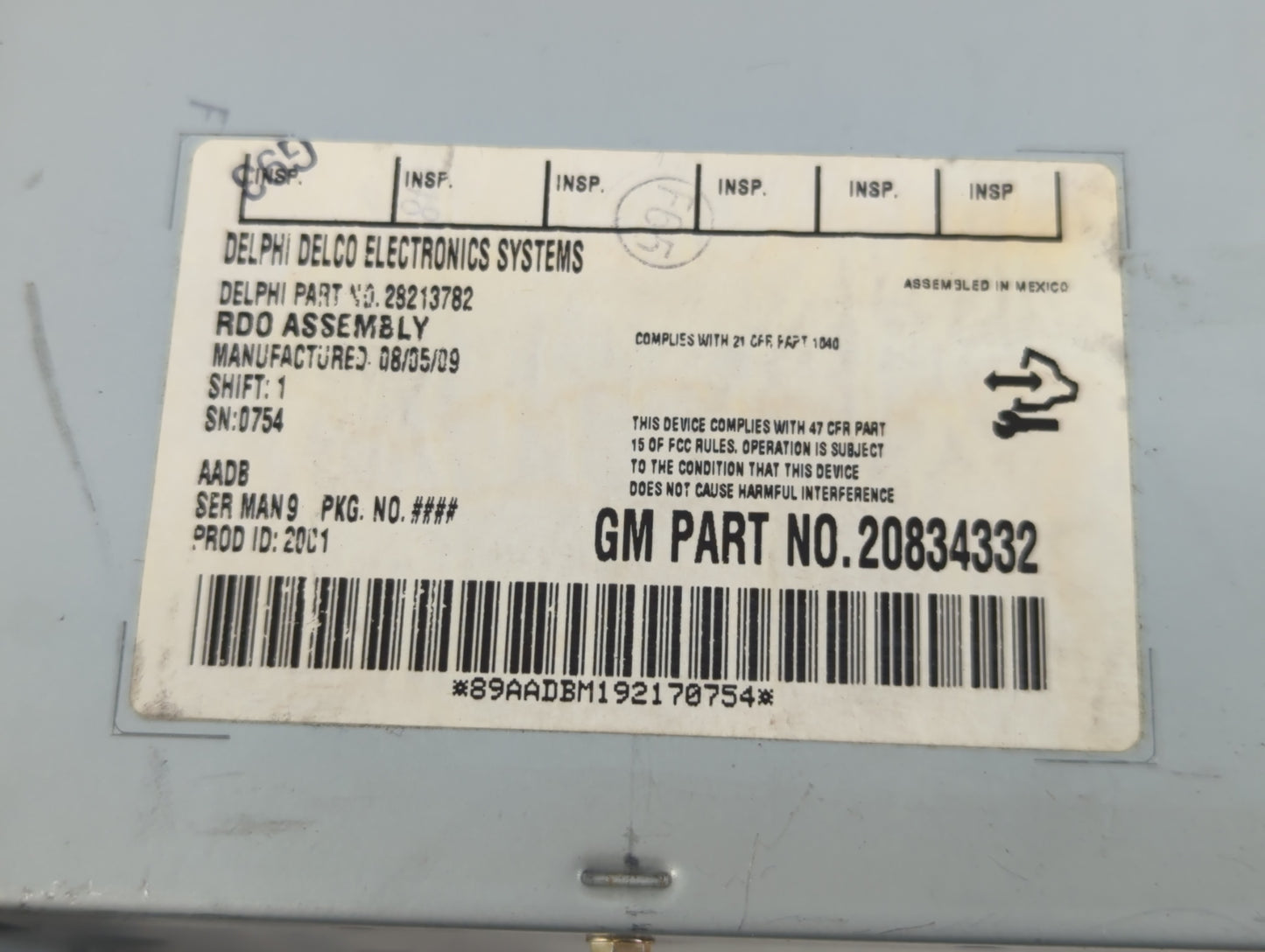 2009-2012 Chevrolet Malibu Radio AM FM Cd Player Receiver Replacement P/N:20834332 Fits Fits 2009 2010 2011 2012 OEM Used Au