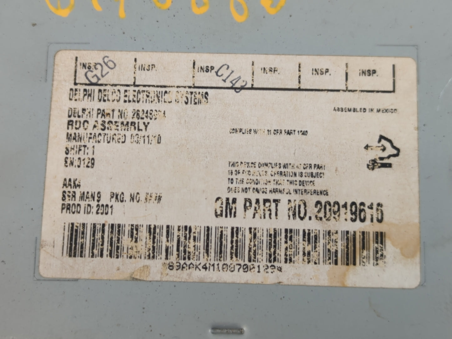 2009-2012 Chevrolet Malibu Radio AM FM Cd Player Receiver Replacement P/N:20919616 Fits Fits 2009 2010 2011 2012 OEM Used Au