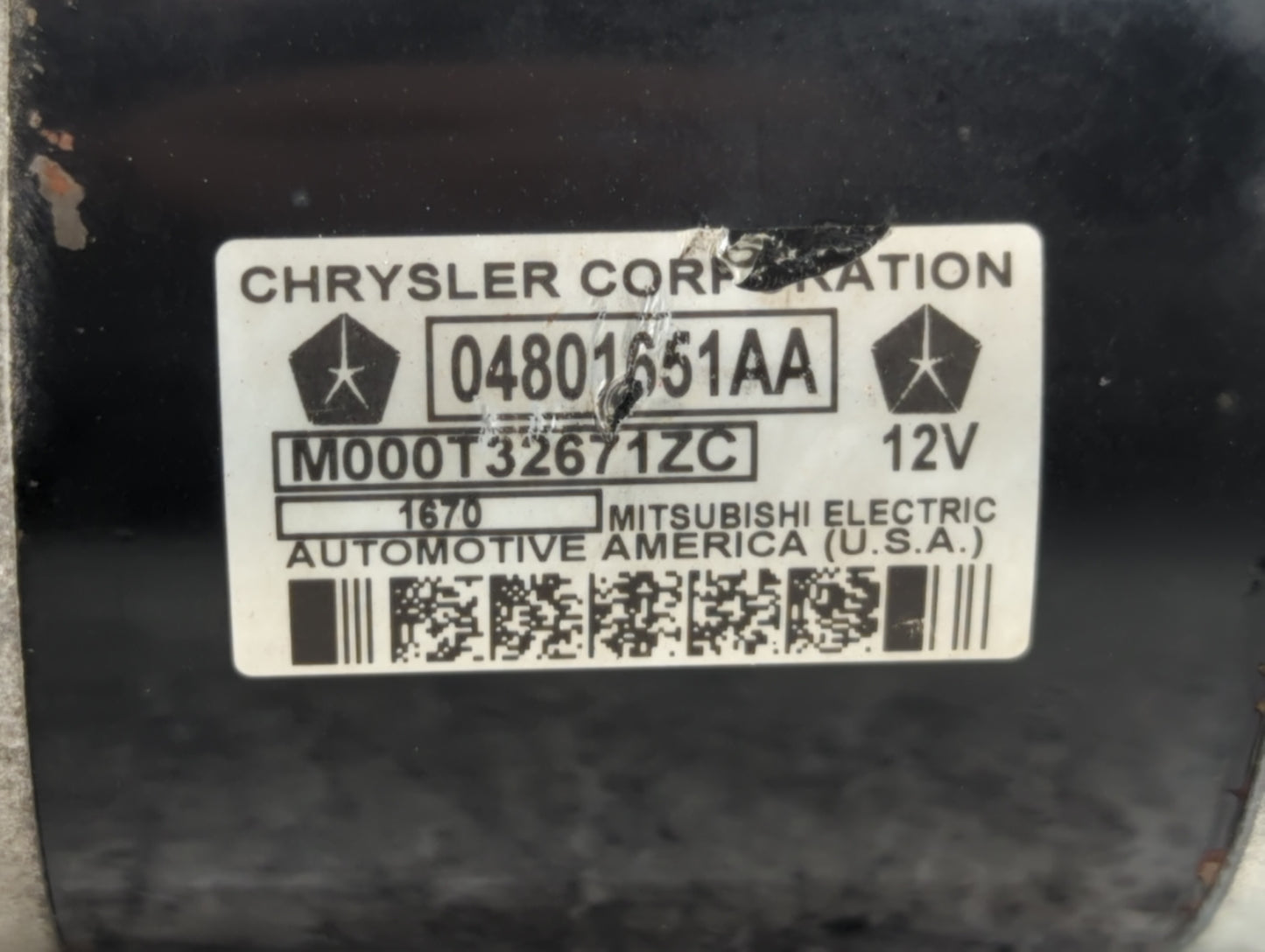 2007-2010 Chrysler 300 Car Starter Motor Solenoid OEM P/N:M000T32671ZC 04801651AA Fits Fits 2007 2008 2009 2010 OEM Used Aut
