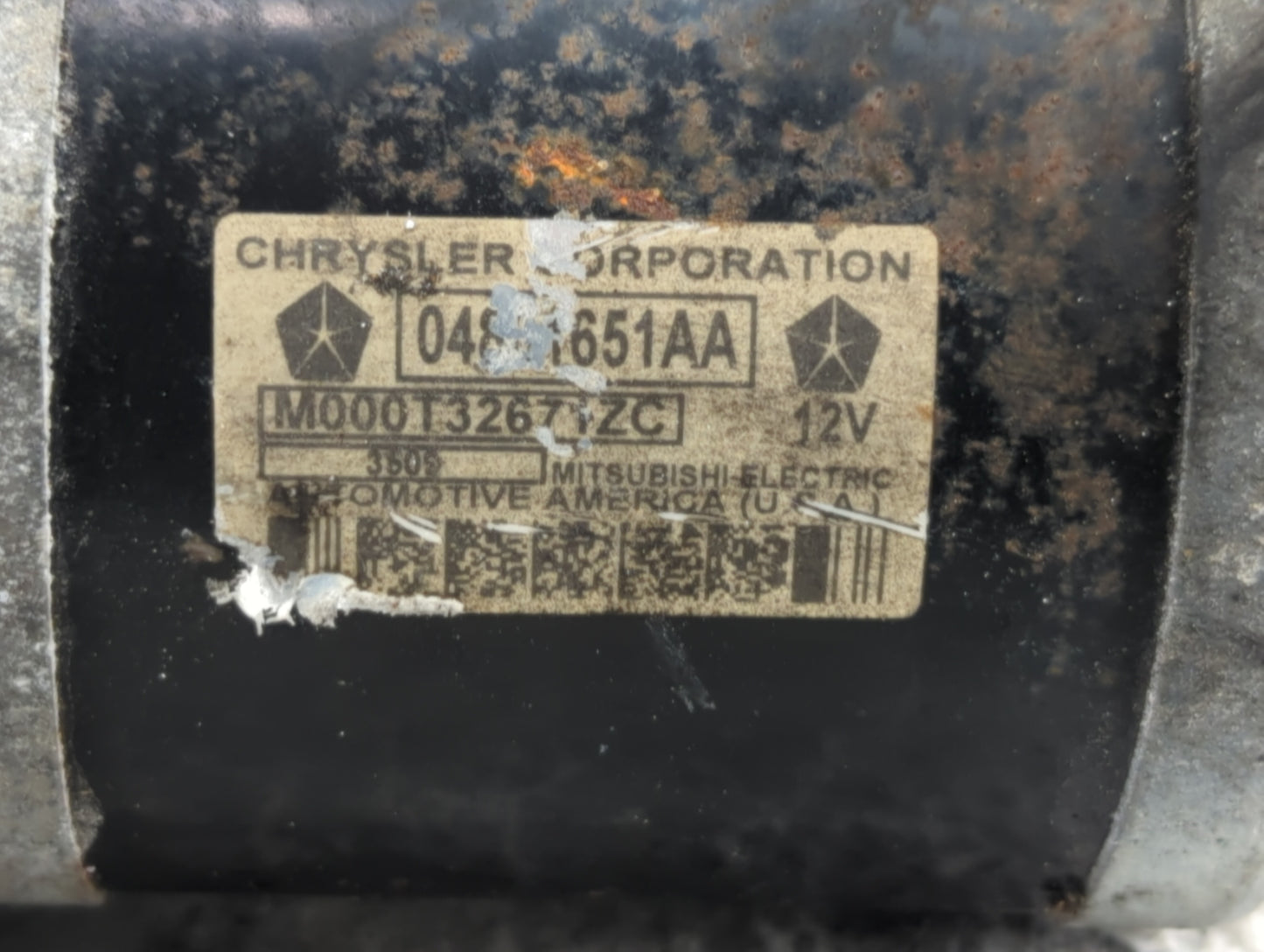 2007-2010 Chrysler 300 Car Starter Motor Solenoid OEM P/N:M000T32671ZC 04801651AA Fits Fits 2007 2008 2009 2010 OEM Used Aut