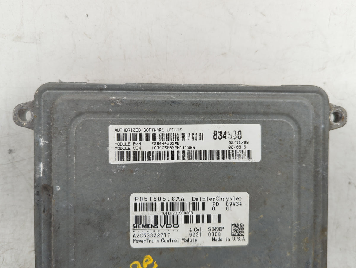 2007-2010 Chrysler Sebring PCM Engine Control Computer ECU ECM PCU OEM P/N:P05150518AA P58044009AB Fits Fits 2007 2008 2009 