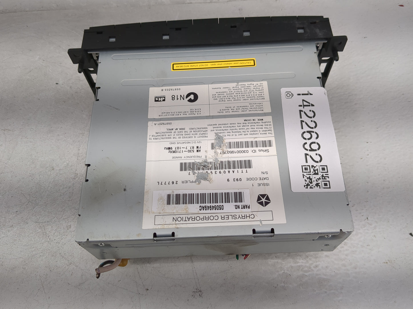 2007-2010 Chrysler Sebring Radio AM FM Cd Player Receiver Replacement P/N:05064949AC Fits Fits 2007 2008 2009 2010 2011 OEM 