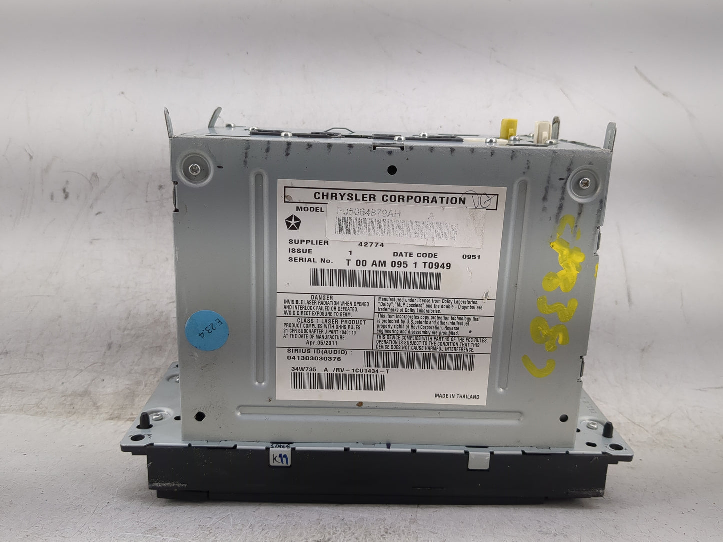 2008-2011 Chrysler Town & Country Radio AM FM Cd Player Receiver Replacement P/N:P05064679AH Fits Fits 2008 2009 2010 2011 2