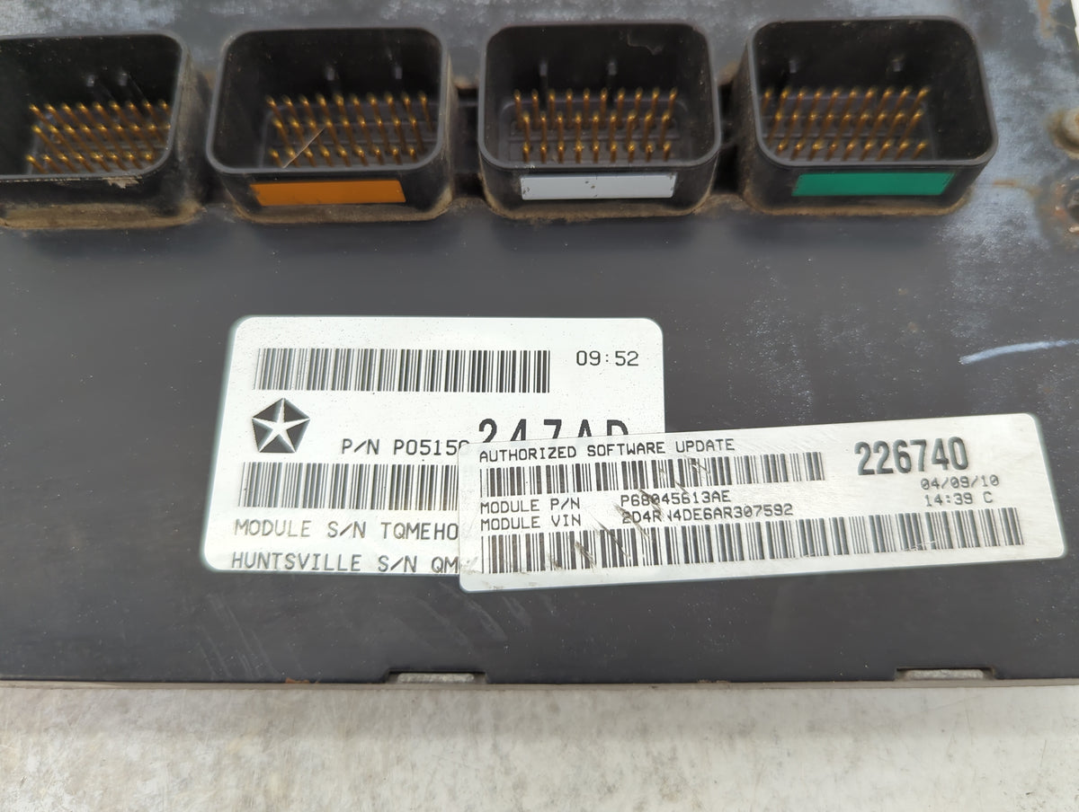 2010 Dodge Grand Caravan PCM Engine Control Computer ECU ECM PCU OEM P/N:P68045613AE P05150247AD Fits OEM Used Auto Parts - 