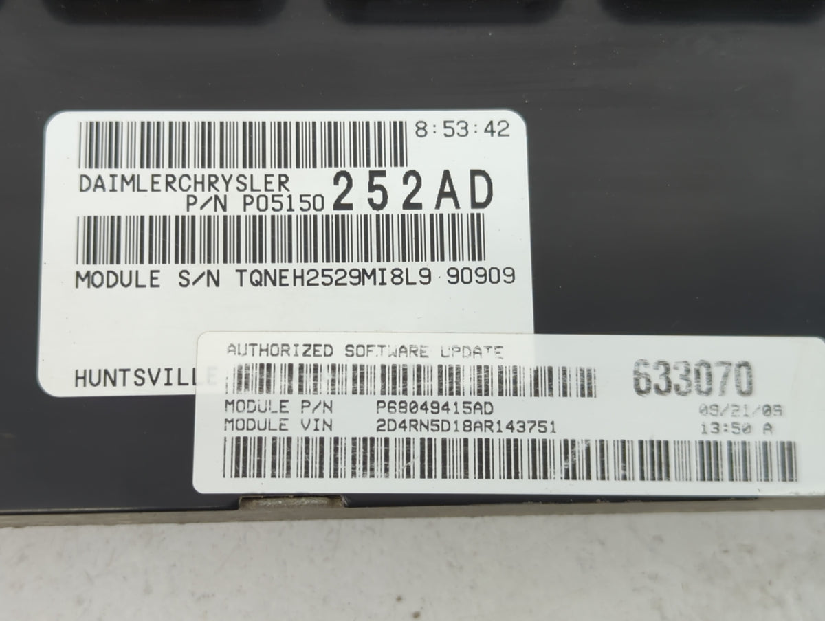 2008-2010 Dodge Grand Caravan PCM Engine Control Computer ECU ECM PCU OEM P/N:P05150252AD P68049415AD Fits 2008 2009 2010 OE