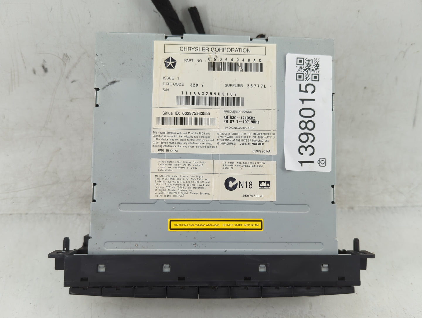 2010 Dodge Journey Radio AM FM Cd Player Receiver Replacement P/N:05064948AC Fits Fits 2009 2011 2012 2013 2014 OEM Used Aut