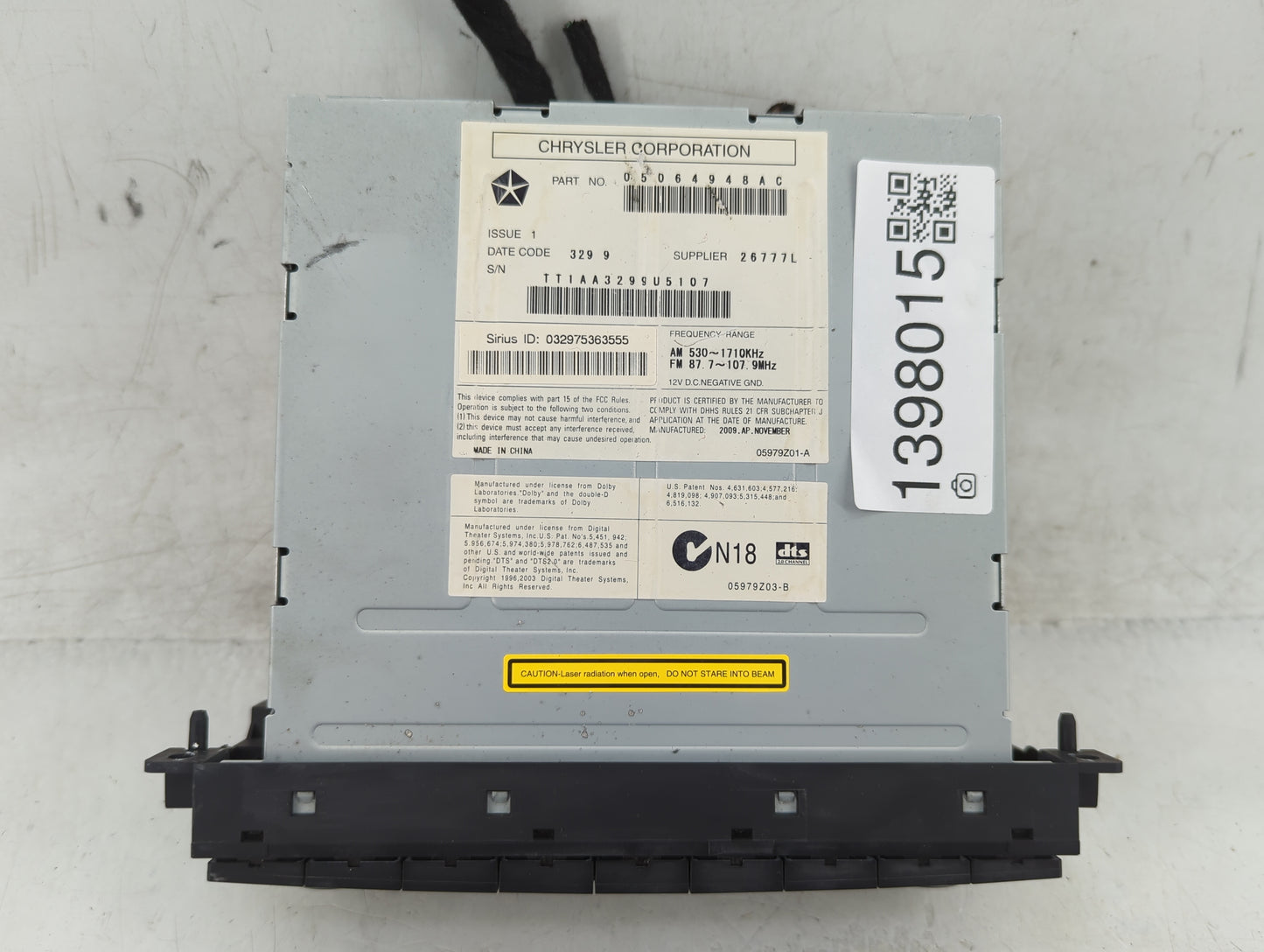2010 Dodge Journey Radio AM FM Cd Player Receiver Replacement P/N:05064948AC Fits Fits 2009 2011 2012 2013 2014 OEM Used Aut