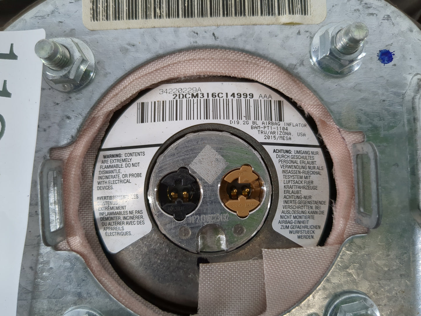 2010 Dodge Ram 1500 Air Bag Driver Left Steering Wheel Mounted Fits Fits 2011 OEM Used Auto Parts - Oemusedautoparts1.com