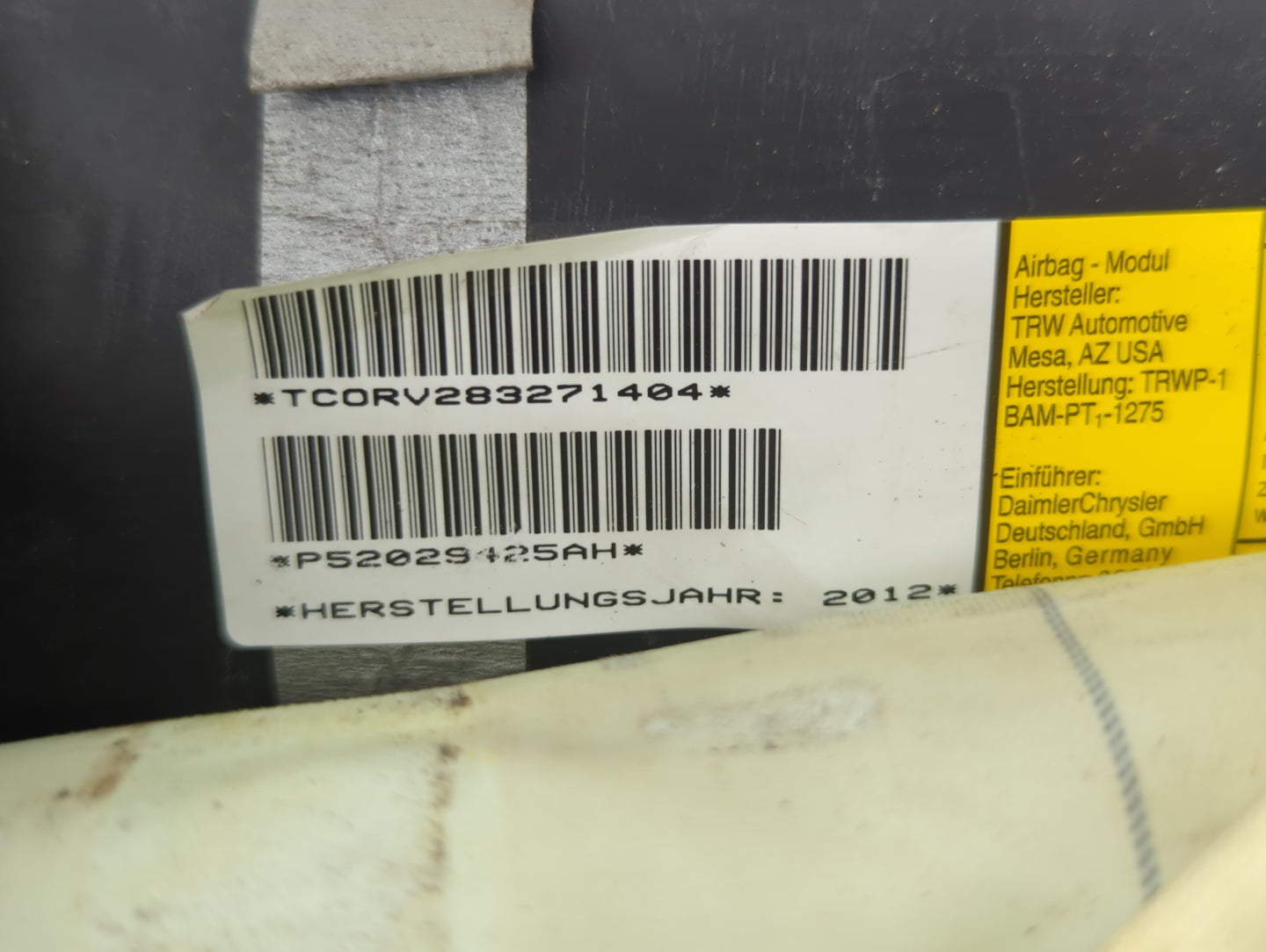 2010 Dodge Ram 1500 Air Bag Driver Left Steering Wheel Mounted P/N:P52029425AH Fits Fits 2011 OEM Used Auto Parts - Oemuseda