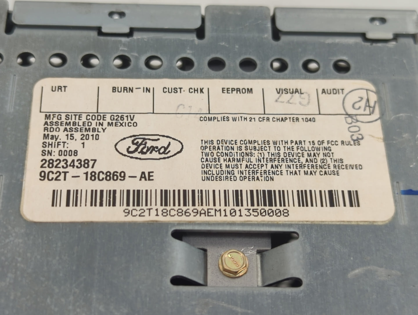 2010 Ford E-350 Econoline Radio AM FM Cd Player Receiver Replacement P/N:9C2T-18C869-AE Fits Fits 2011 OEM Used Auto Parts -