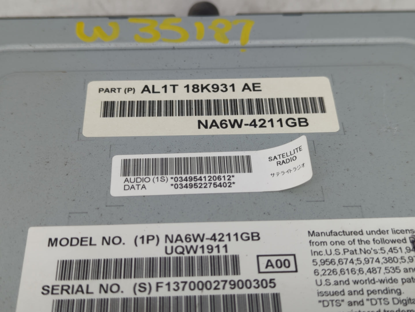 2010 Ford Edge Radio AM FM Cd Player Receiver Replacement P/N:AL1T-18K931-AE Fits OEM Used Auto Parts - Oemusedautoparts1.co