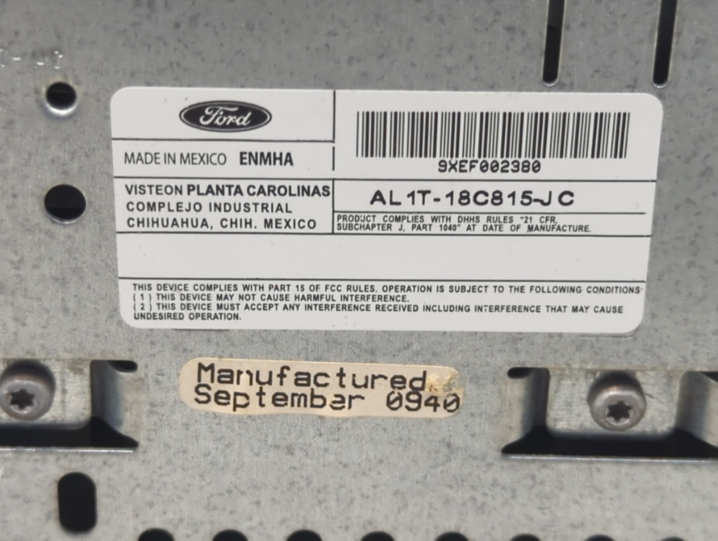2010 Ford Expedition Radio AM FM Cd Player Receiver Replacement P/N:AL1T-18C815-JC 9XEF002380 Fits OEM Used Auto Parts - Oem