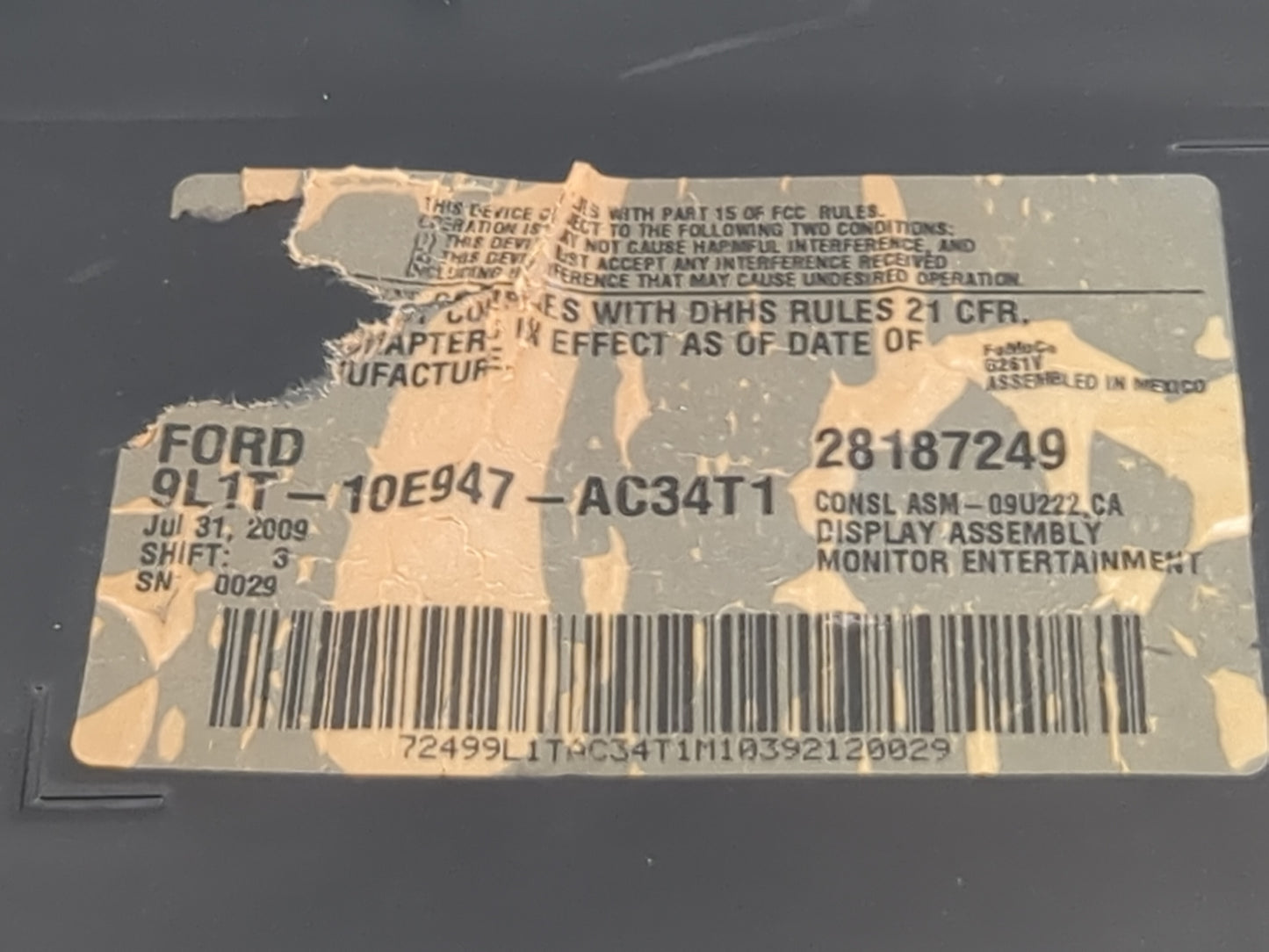 Ford Expedition Information Display Screen Tan - Oemusedautoparts1.com