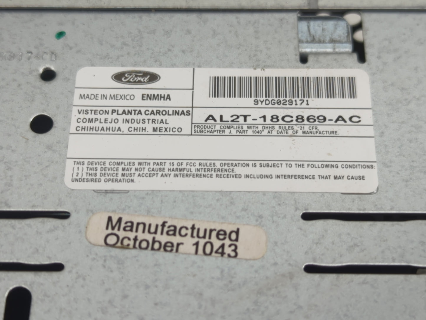 2010 Ford Explorer Radio AM FM Cd Player Receiver Replacement P/N:AL2T-18C869-AC Fits OEM Used Auto Parts - Oemusedautoparts