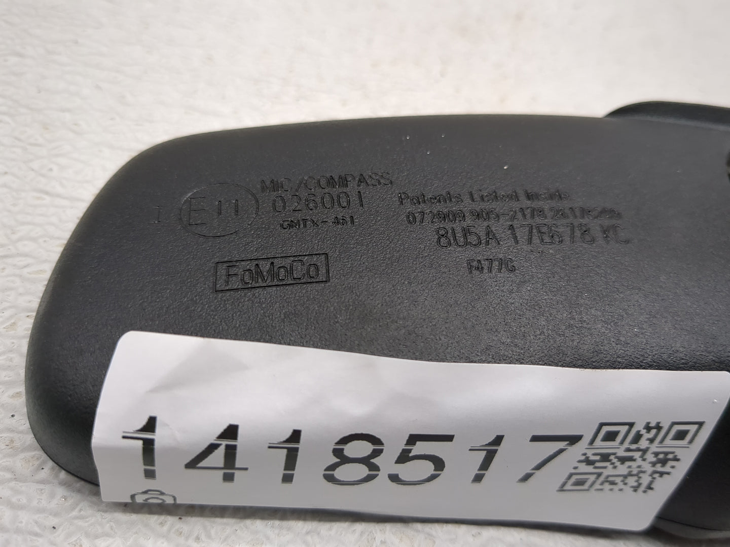 2010 Ford F150 Interior Rear View Mirror Replacement OEM P/N:8U5A 17E678 KC GNTX-461 Fits OEM Used Auto Parts - Oemusedautop