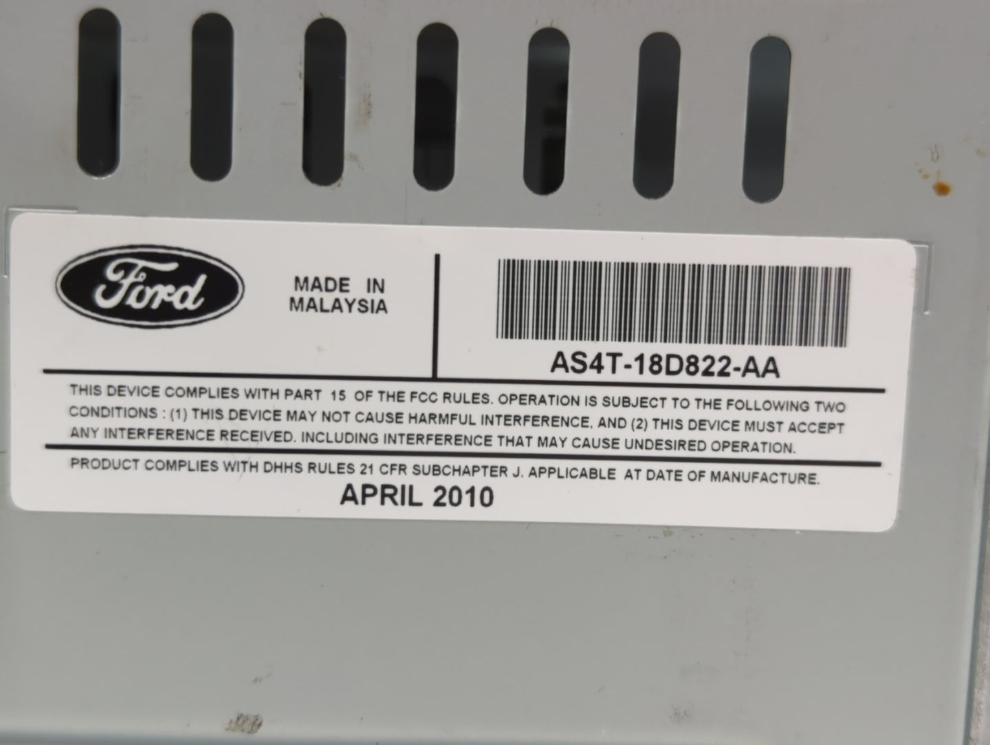 2010-2011 Ford Focus Radio AM FM Cd Player Receiver Replacement P/N:AS4T-18D822-AA Fits Fits 2010 2011 OEM Used Auto Parts -