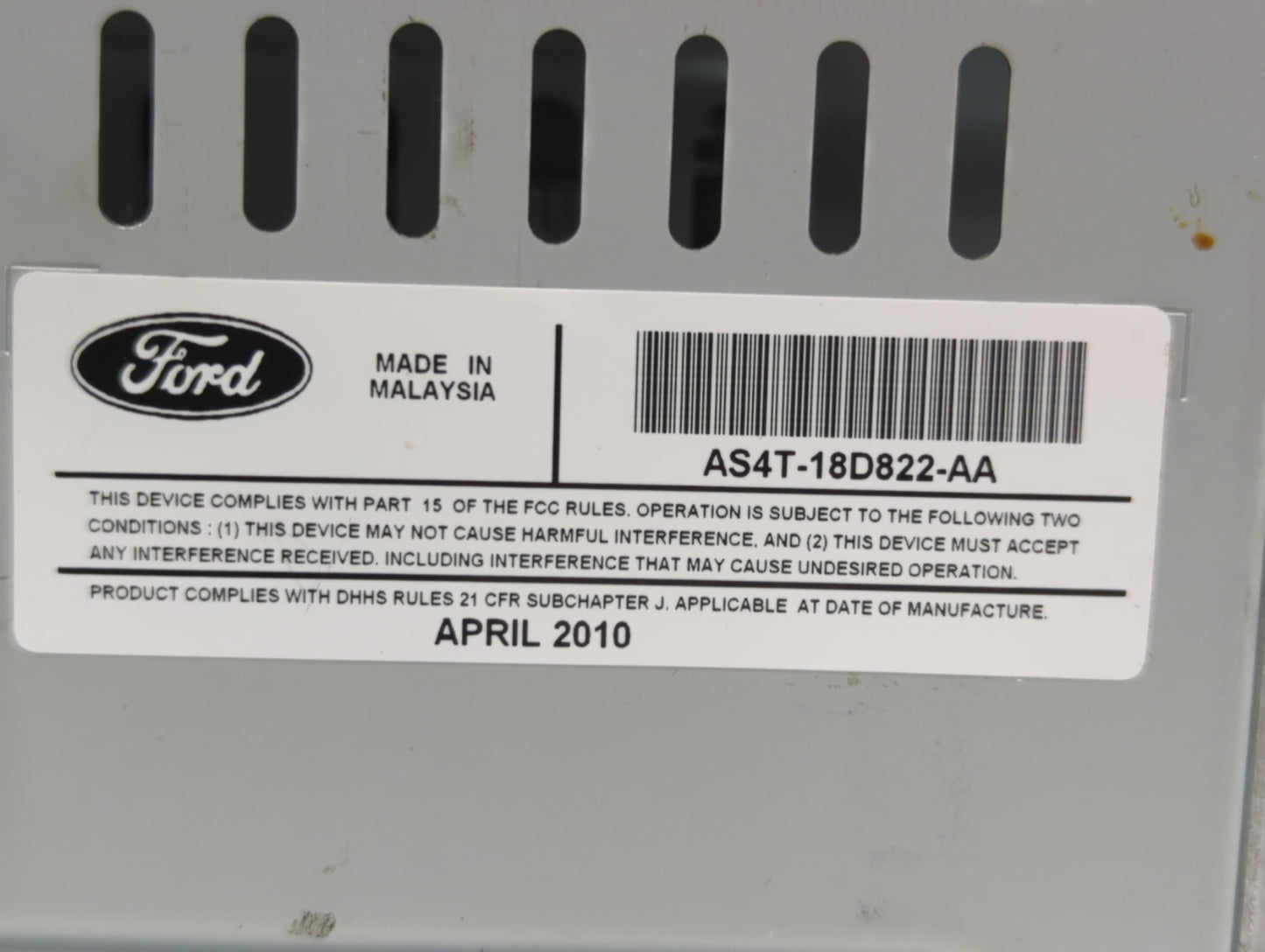 2010-2011 Ford Focus Radio AM FM Cd Player Receiver Replacement P/N:AS4T-18D822-AA Fits Fits 2010 2011 OEM Used Auto Parts -