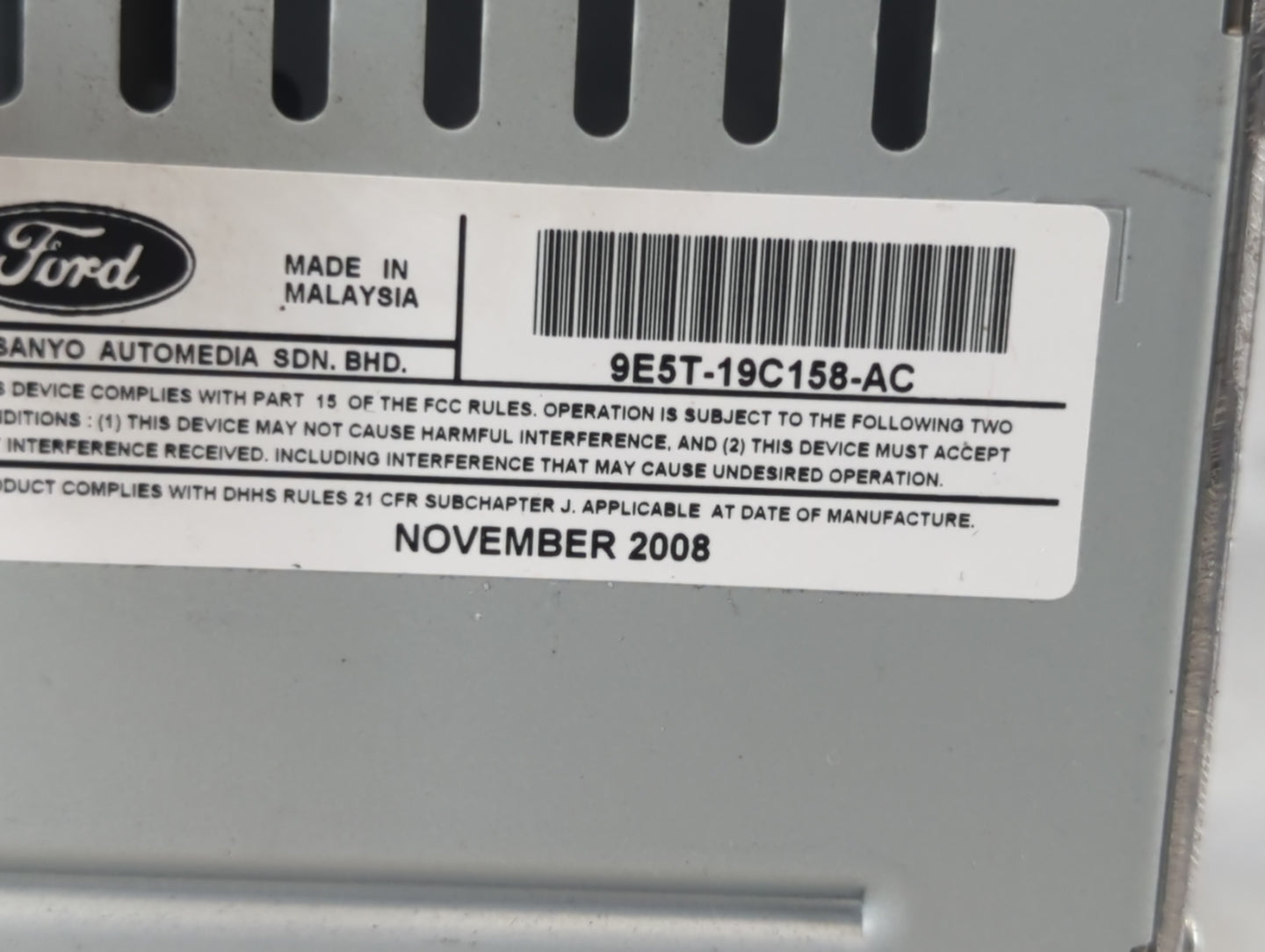 2010 Ford Fusion Radio AM FM Cd Player Receiver Replacement P/N:9E5T-19C158-AC Fits OEM Used Auto Parts - Oemusedautoparts1.